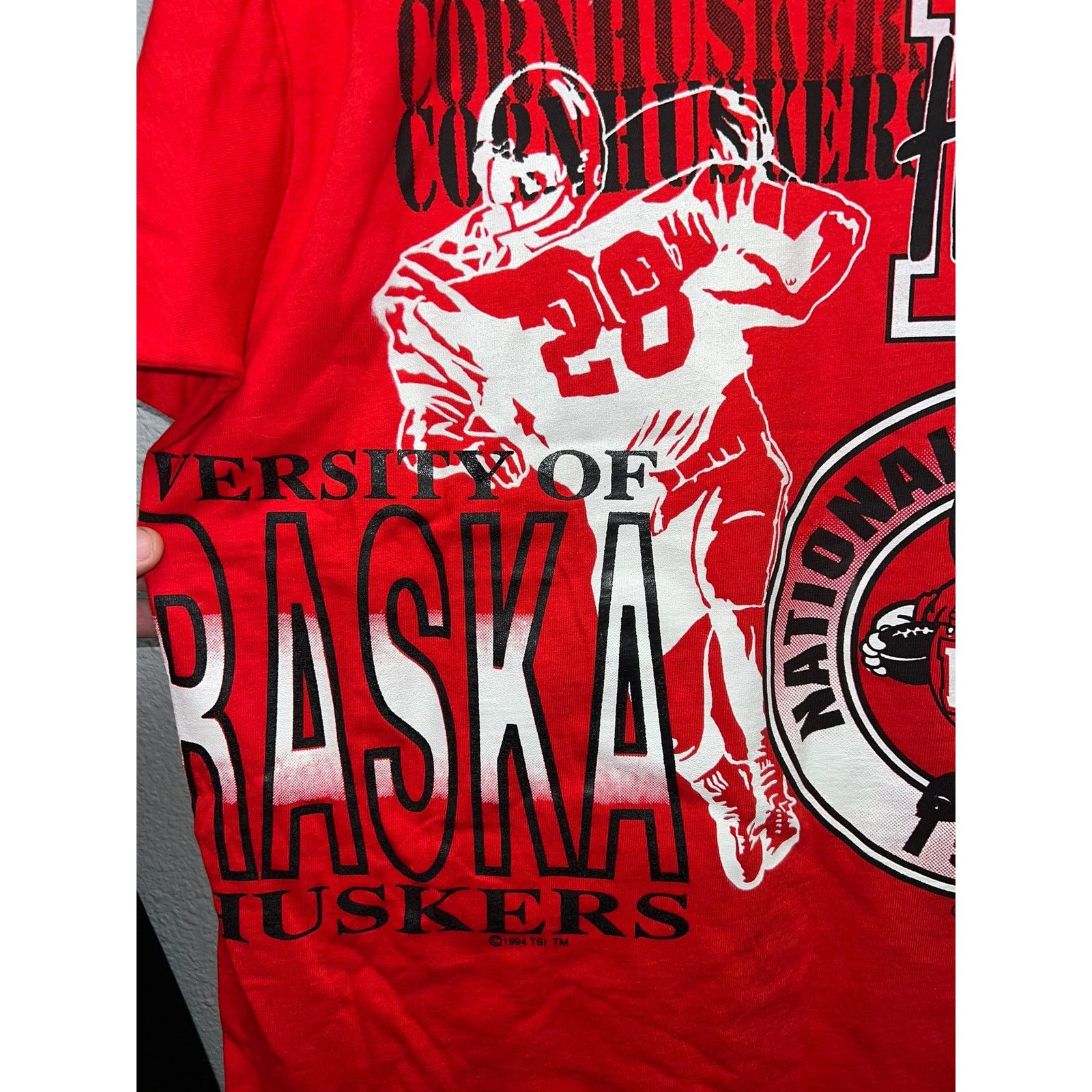 Fruit Of The Loom Vintage Nebraska Cornhuskers Shirt Huskers Football Tee 90s Size US L / EU 52-54 / 3 - 10 Thumbnail