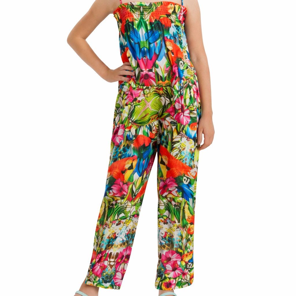 Desigual Desigual Kids Girls Tropical Floral Jumpsuit Playsuit Size 26" / US 2 / IT 38 - 1 Thumbnail