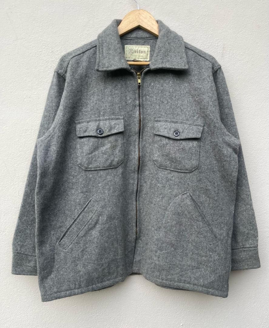 Vintage Melton Wool Zipper Jacket Size US L / EU 52-54 / 3 - 1 Thumbnail