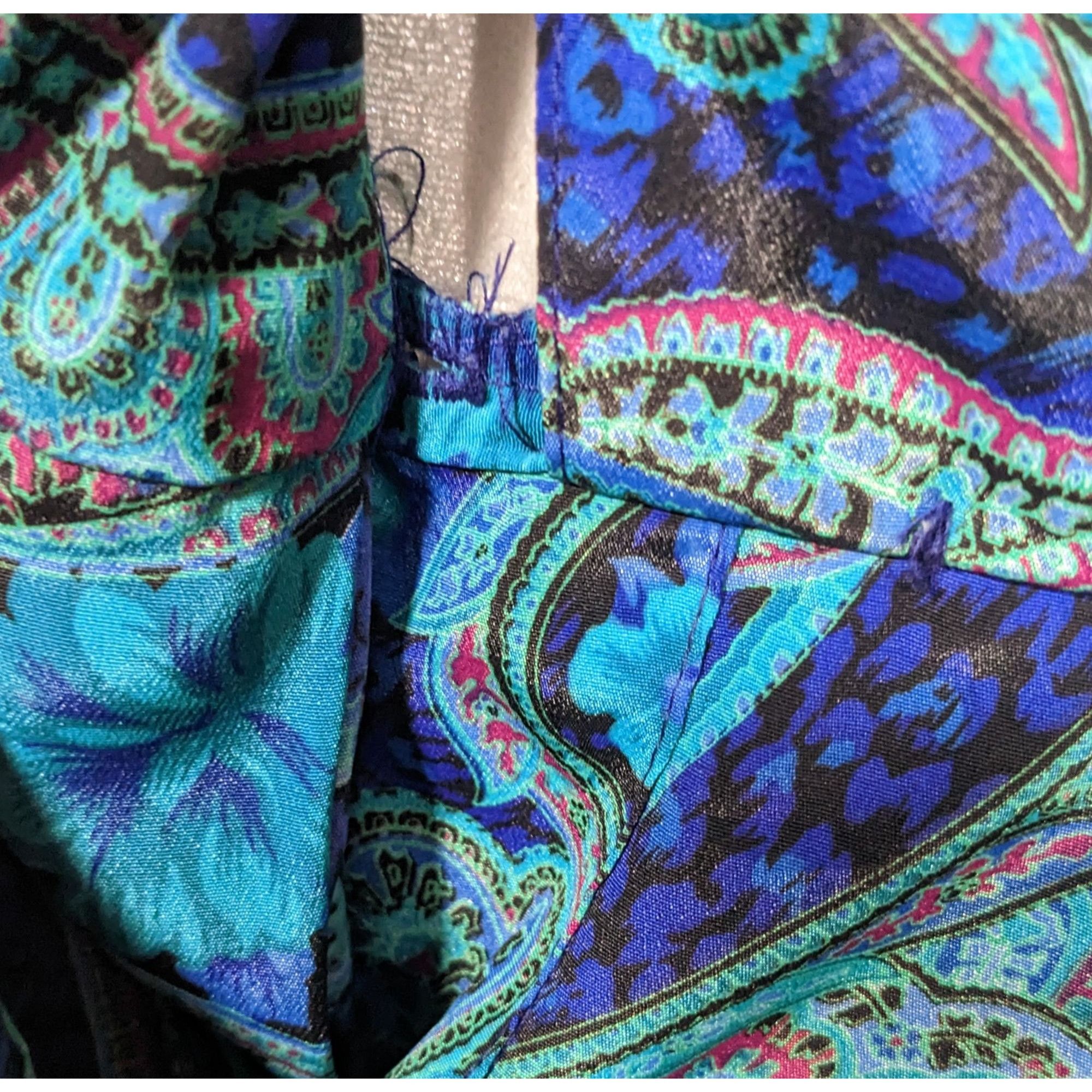 Other Vintage 80s Willi Of California Blue Paisley Dress Size L / US 10 / IT 46 - 4 Thumbnail