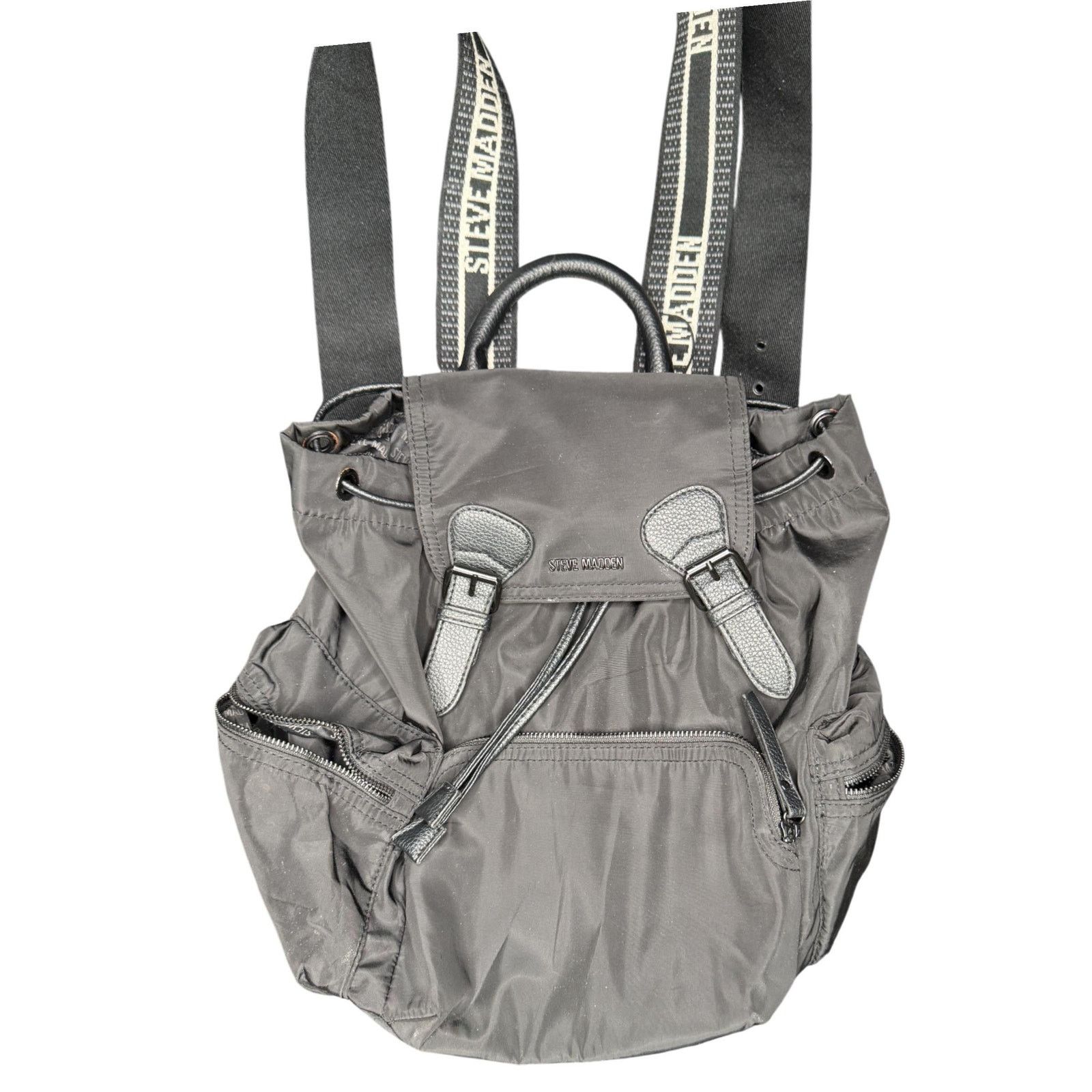 Steve Madden Steve Madden Black Nylon Backpack with Logo Straps Size ONE SIZE - 1 Thumbnail