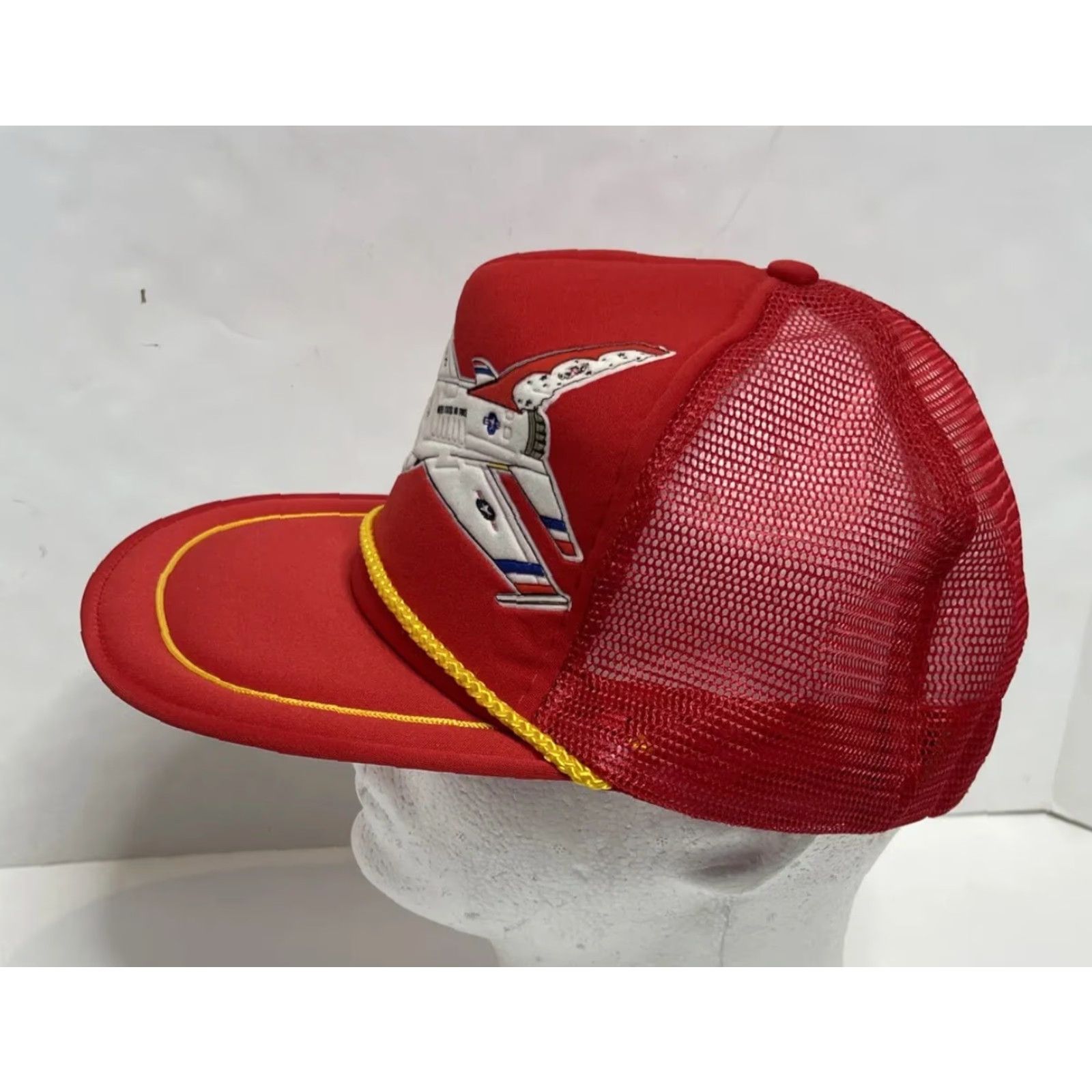 Vintage VINTAGE Thunderbirds US Air Force SnapBack Trucker Hat Rope Hat Red Men Adjustable Rope Pattern Solid Size ONE SIZE - 4 Thumbnail