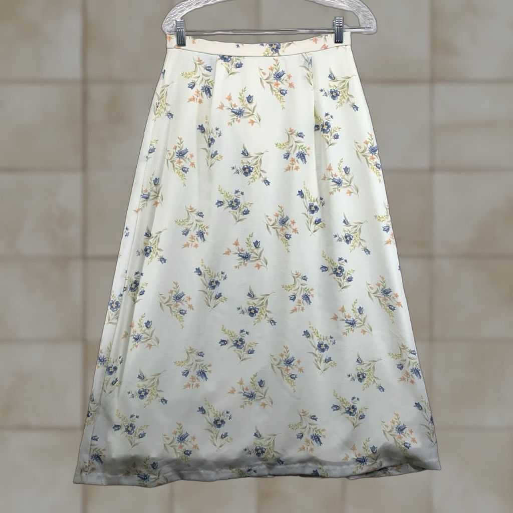 Pendleton Pendleton Skirt Women A-Line Midi Ivory Floral Polyester Lined Zipper Button American Hippie Flower 8 Womens Size 30" / US 8 / IT 44 - 1 Thumbnail