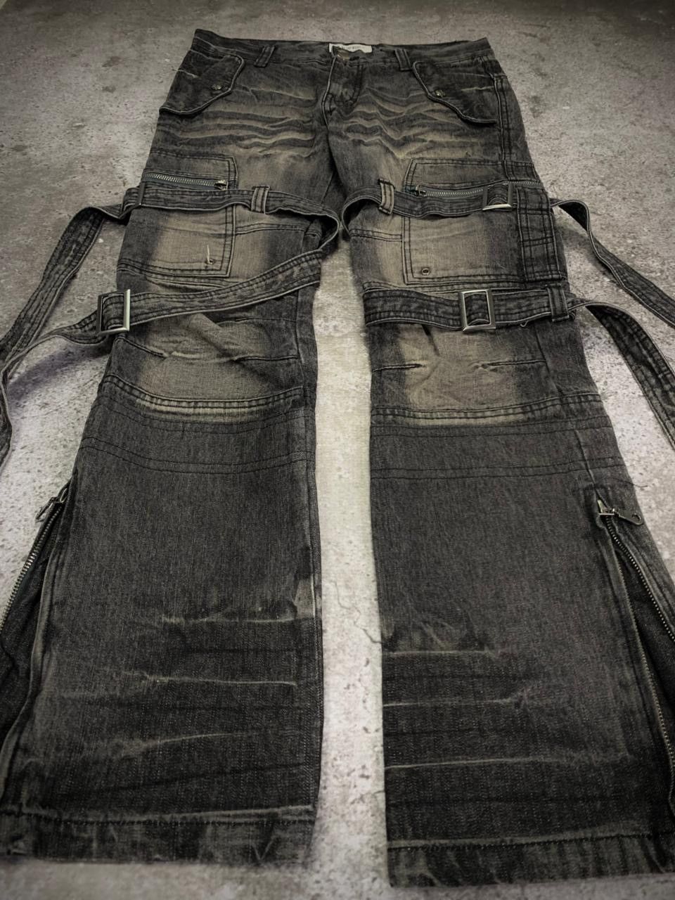 LOWBOX “LOWBOX” Goth Bondage Japanese Flared Pants Size US 30 / EU 46 - 4 Thumbnail