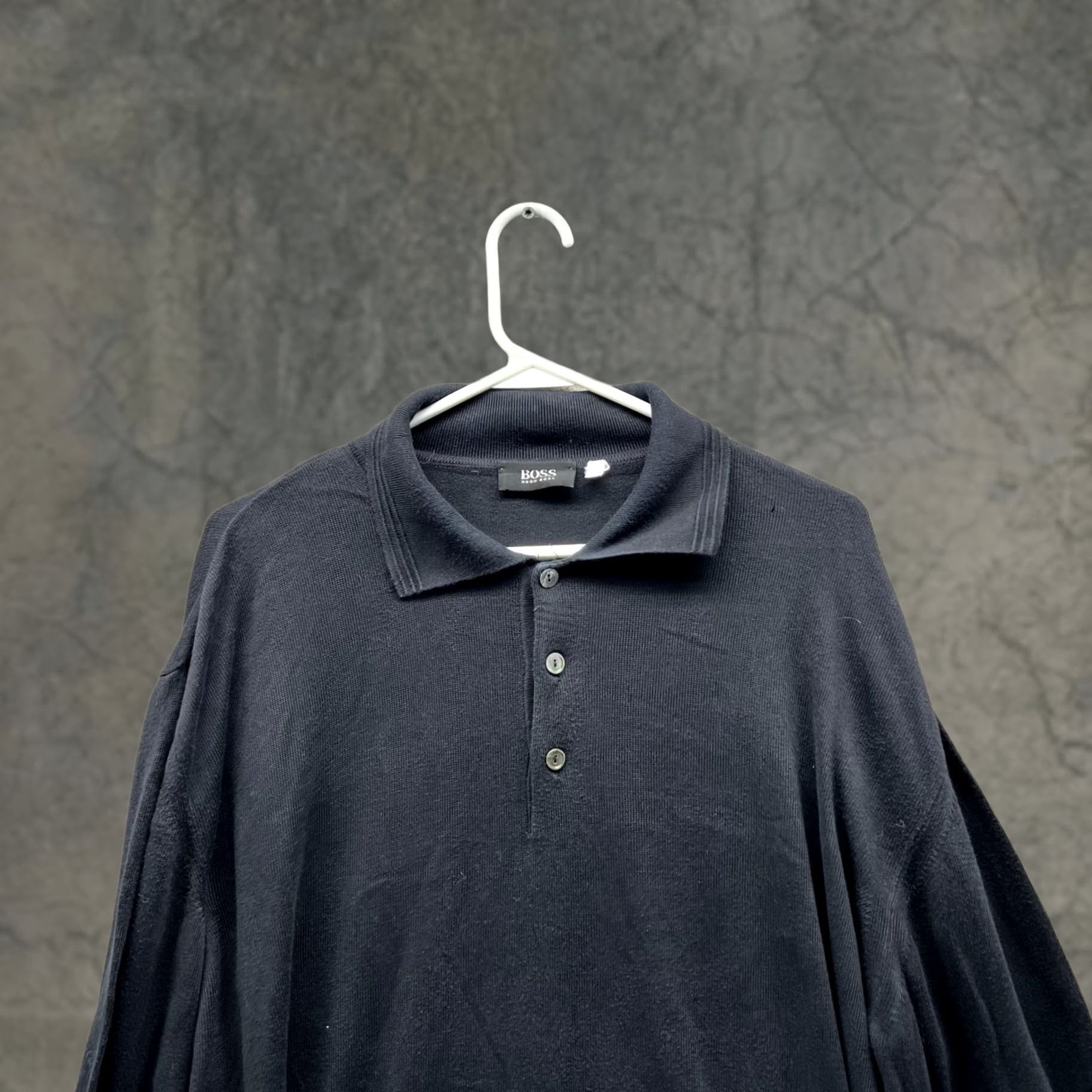 Hugo Boss HUGO BOSS Polo Shirt Men XL Black Long Sleeve Casual Preppy Dress Shirt Button Collar Logo Size US XL / EU 56 / 4 - 1 Thumbnail