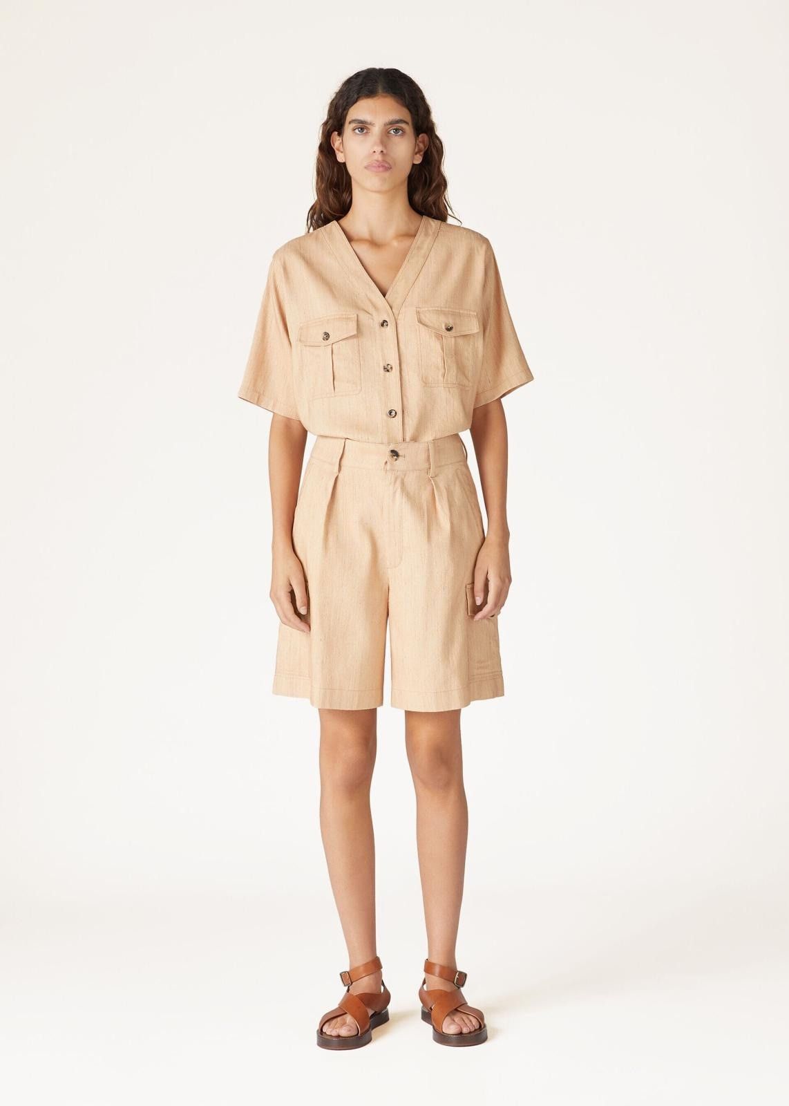 Loro Piana o1srvl11e0725 FAN7463 Silk Abir Shirt in Beige Size XS / US 0-2 / IT 36-38 - 6 Thumbnail