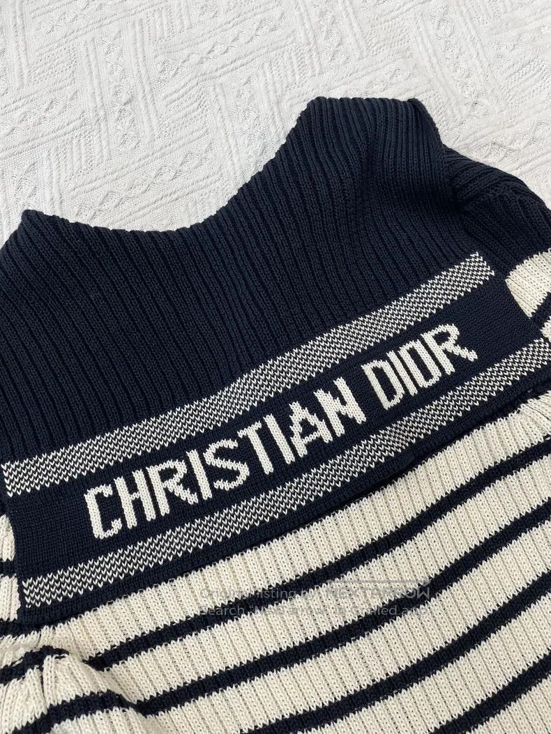 Dior Dior Navy collar striped knitted long sleeves Size XS / US 0-2 / IT 36-38 - 4 Thumbnail