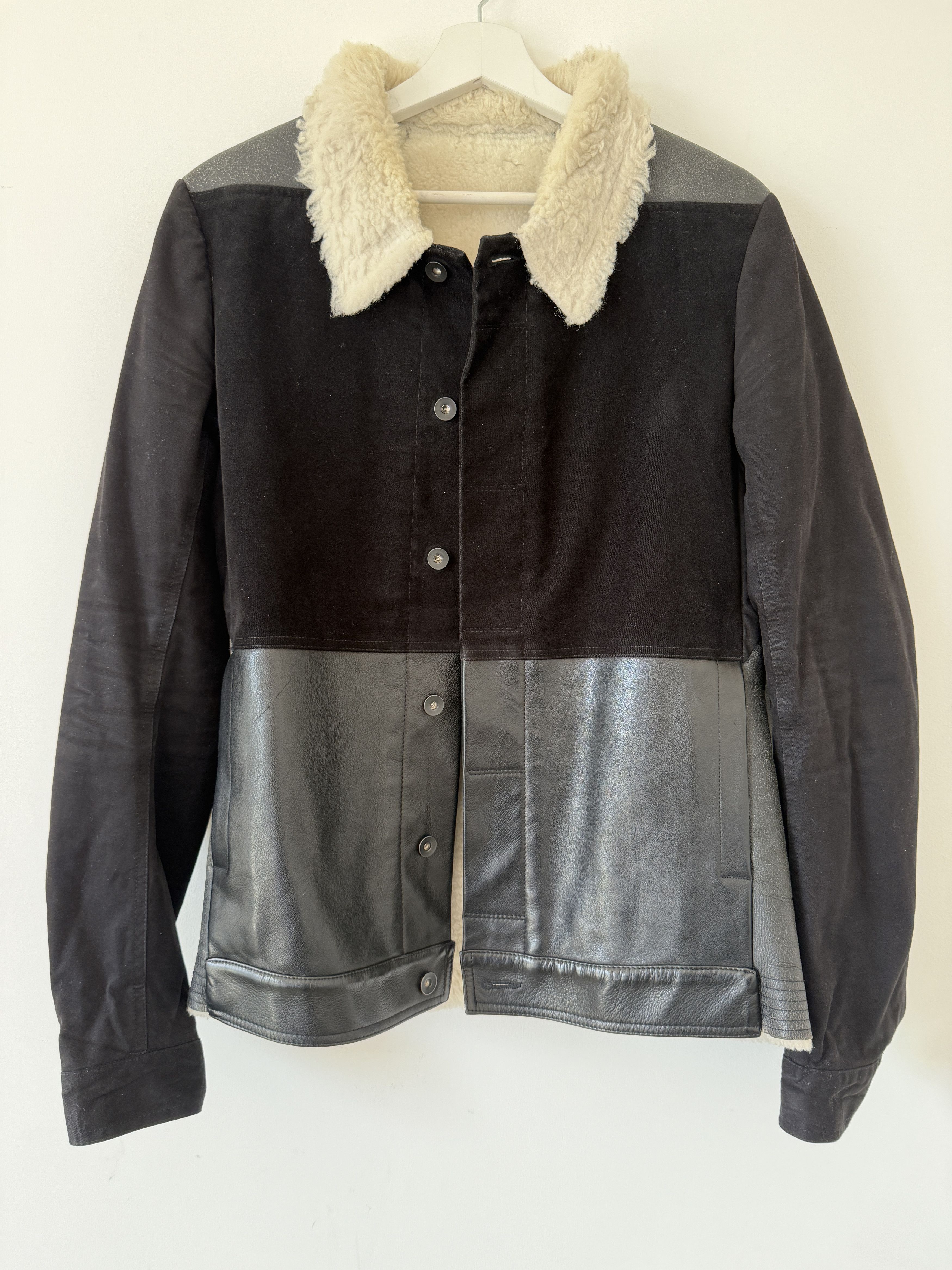 Rick Owens Drkshdw Rick Owens DRKSHDW Sliced Worker Shearling Jacket Black Size US S / EU 44-46 / 1 - 1 Thumbnail