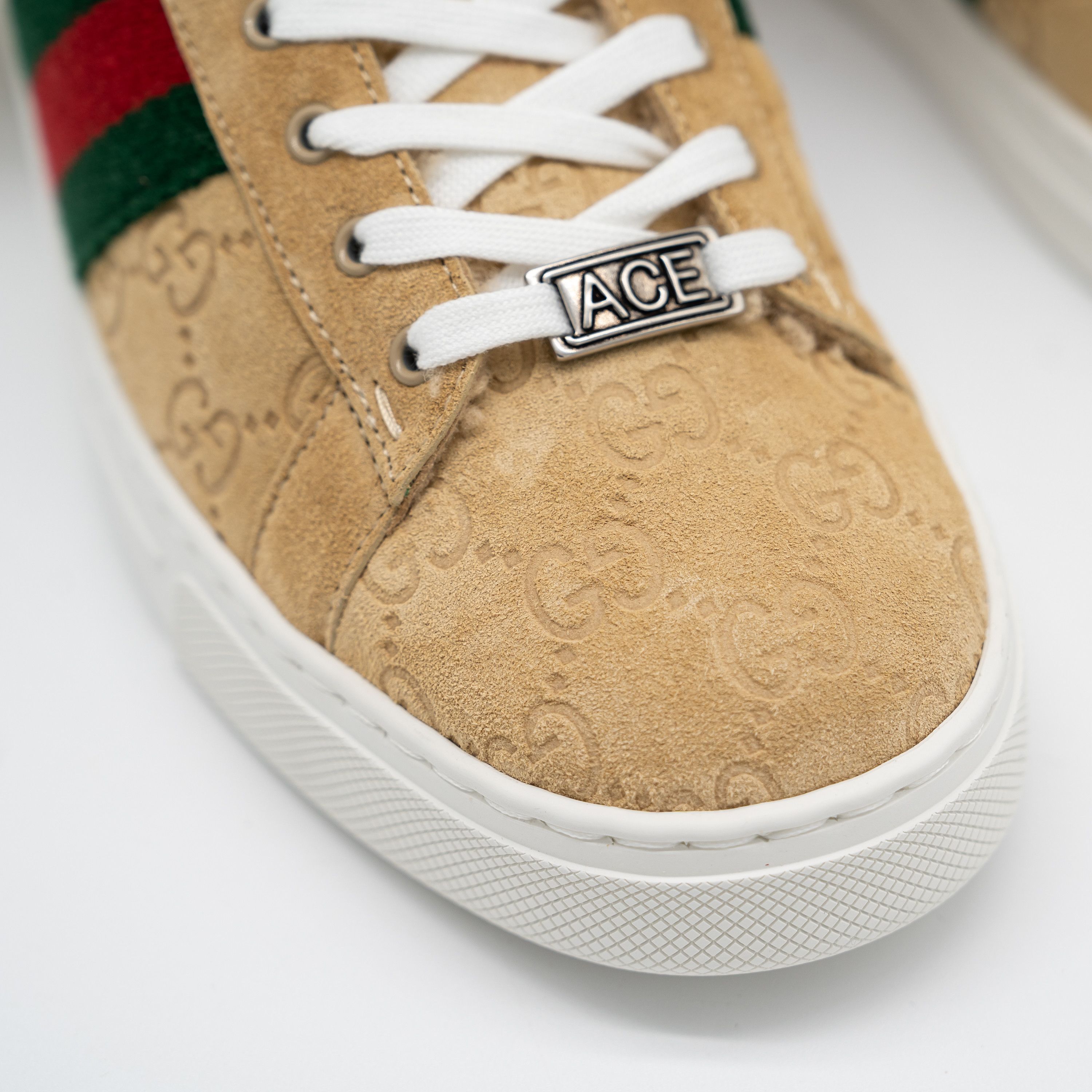 Gucci 9.5 US Gucci Ace GG Brown Mutton Fur Shearling Web Sneakers Size US 9.5 / IT 39.5 - 7 Thumbnail