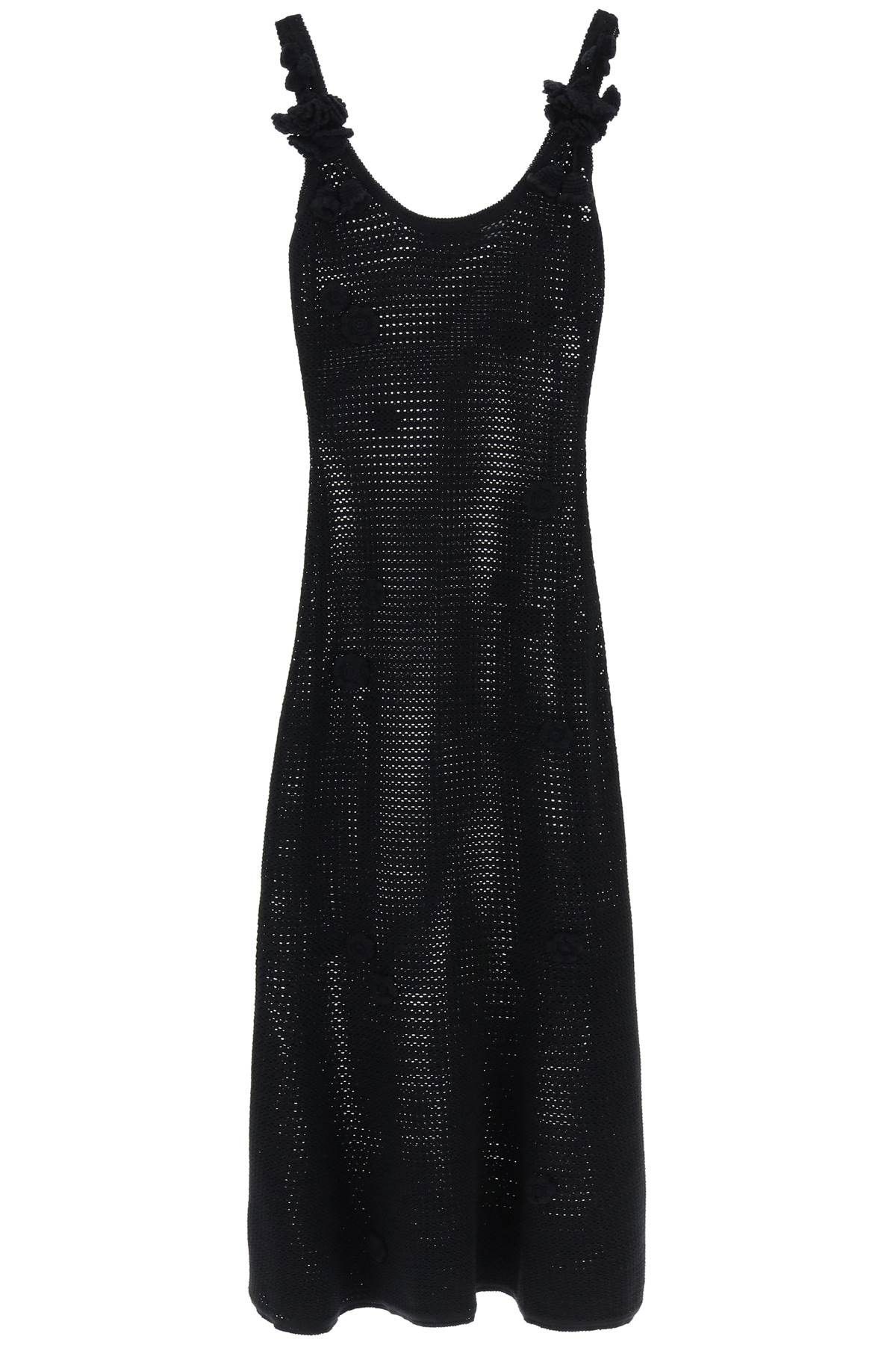 image of Self Portrait Crochet Midi Dress In in Nero, Women's (Size Medium)