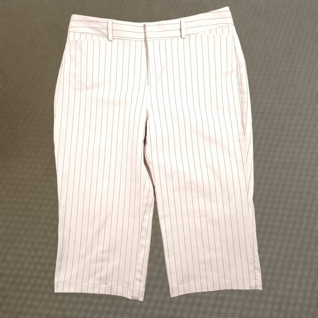 Dockers DOCKERS Capri Nouveau Fit Pants Women's 10 Tan Black Pinstripe Stretch Crop Size 32" / US 10 / IT 46 - 1 Thumbnail