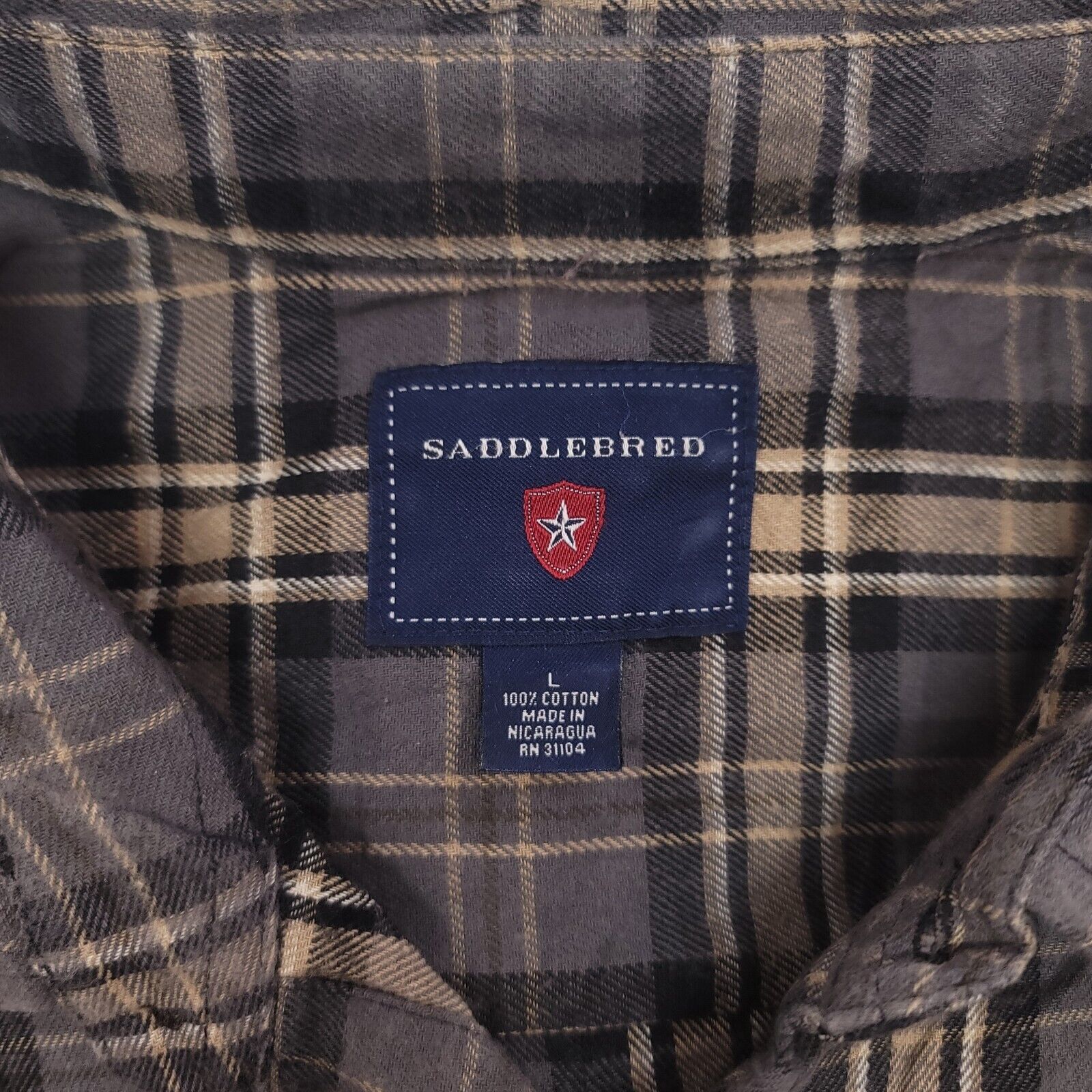 Saddlebred Saddlebred Tartan Flannel Shirt Mens Size Large L Gray Brown Size US L / EU 52-54 / 3 - 3 Thumbnail