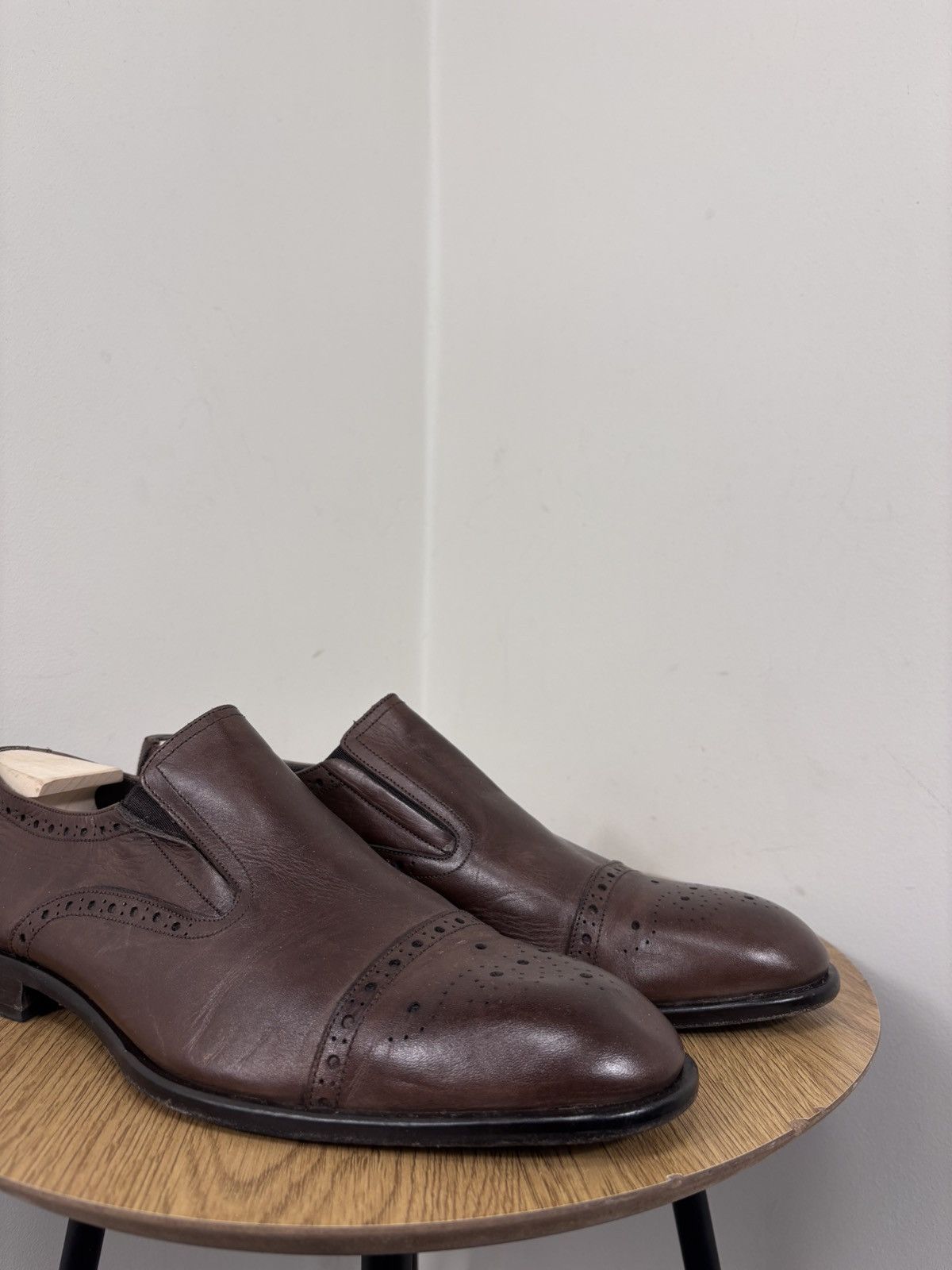 Baldinini Baldinini Men’s Brown Leather Cap Toe Slip On Dress Shoes Size US 12 / EU 45 - 2 Thumbnail