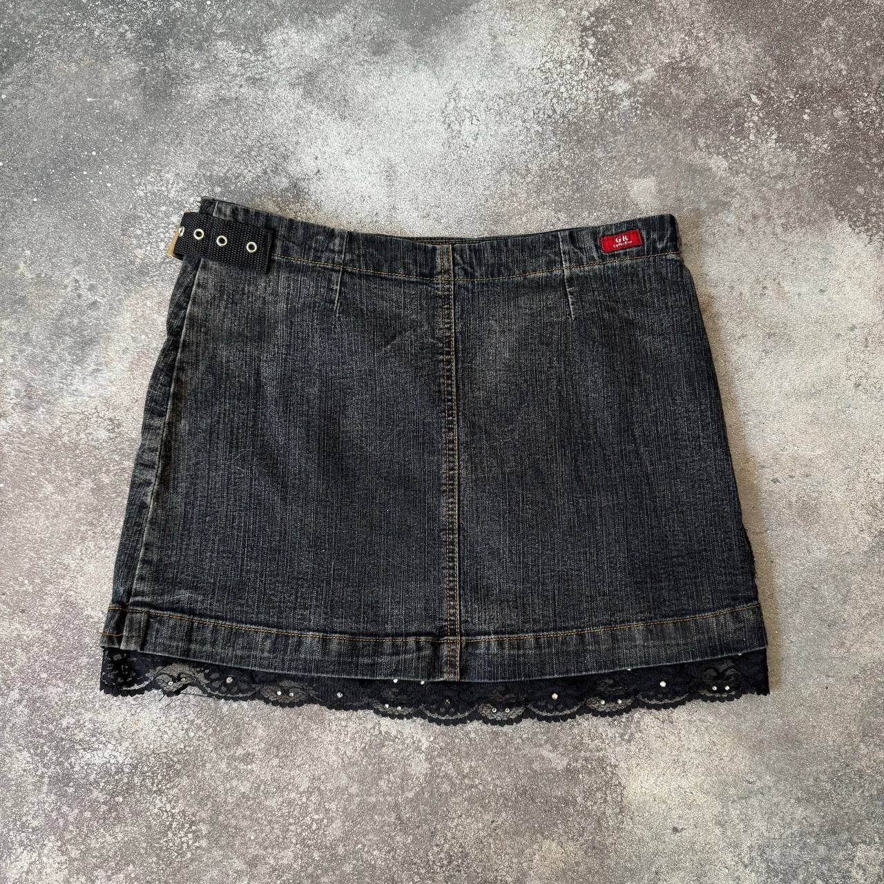 20471120 × Hysteric Glamour × Le Grande Bleu (L.G.B.) Asymmetric Vintage Y2K Gothic Washed Mini Skirt Size 26" / US 2 / IT 38 - 5 Thumbnail