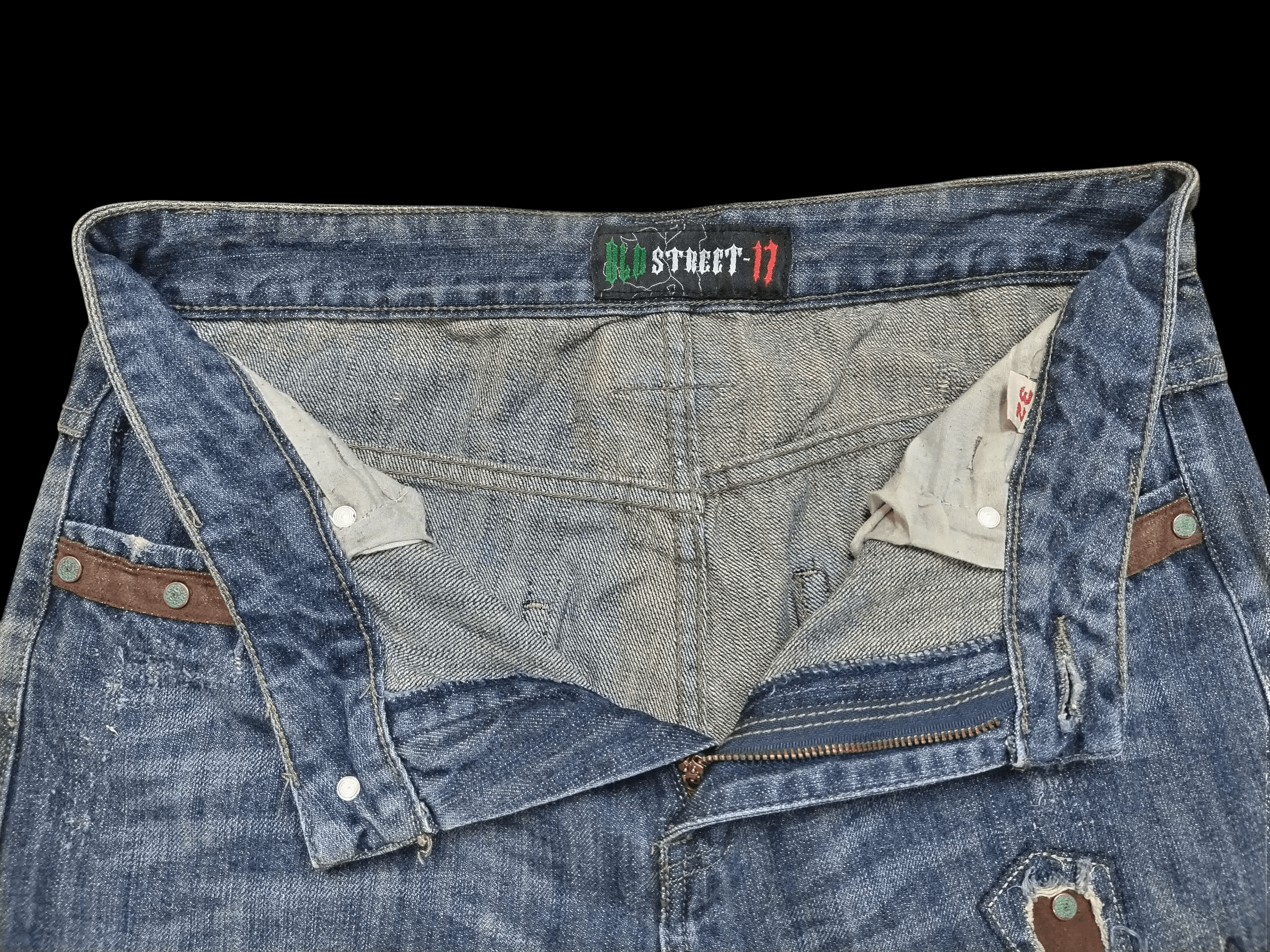 Le Grande Bleu (L.G.B.) 💥Distressed Dieboolu old street chrome hearts design Jeans Size US 32 / EU 48 - 14 Thumbnail