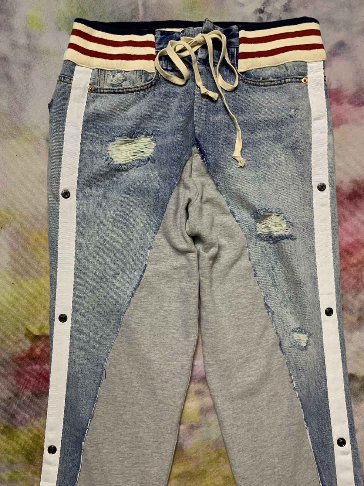 Greg Lauren 50/50 DENIM BORG LOUNGE HYBRID PANTS Size US 32 / EU 48 - 4 Thumbnail