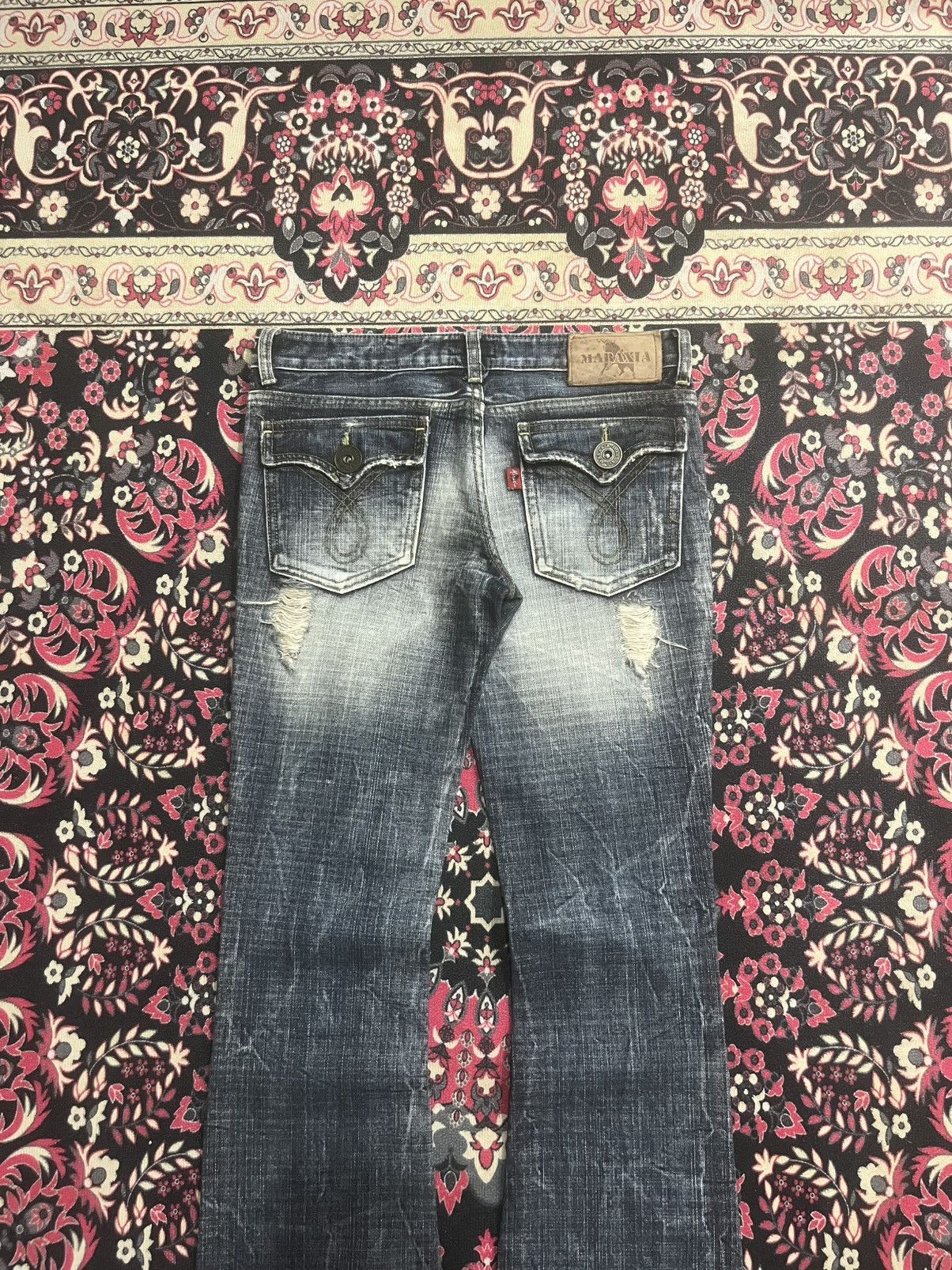 If Six Was Nine Vintage Y2K Japan Maraxia Heavily Destroyed Flare Jeans Size 26" / US 2 / IT 38 - 6 Thumbnail