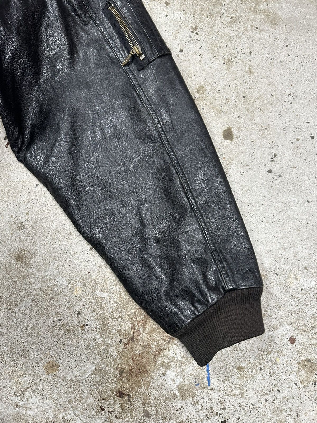 Genuine Leather × Vintage Vintage Y2K MA1 Leather Military Bomber Jacket Flyers Size US XL / EU 56 / 4 - 6 Thumbnail