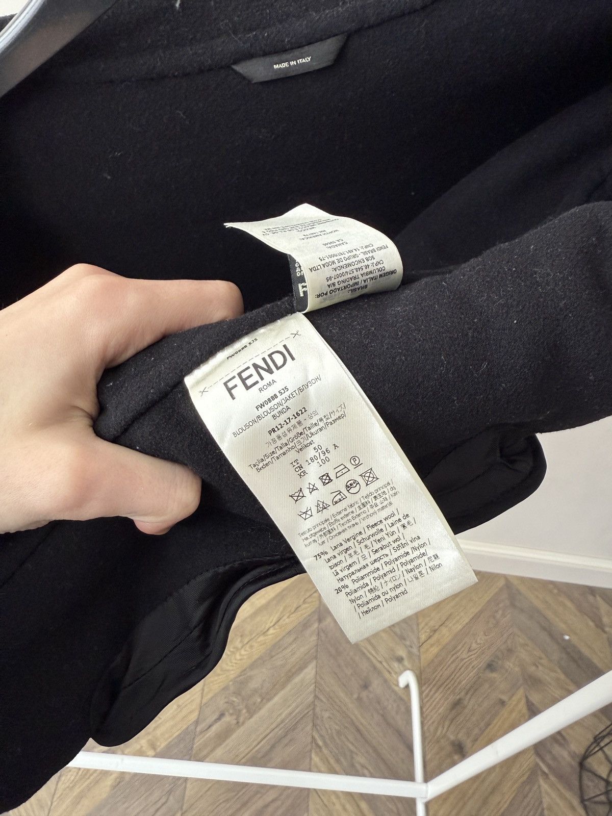 Fendi Vintage FENDI Roma Black Virgin Wool Zip Bomber Jacket Size US M / EU 48-50 / 2 - 8 Thumbnail