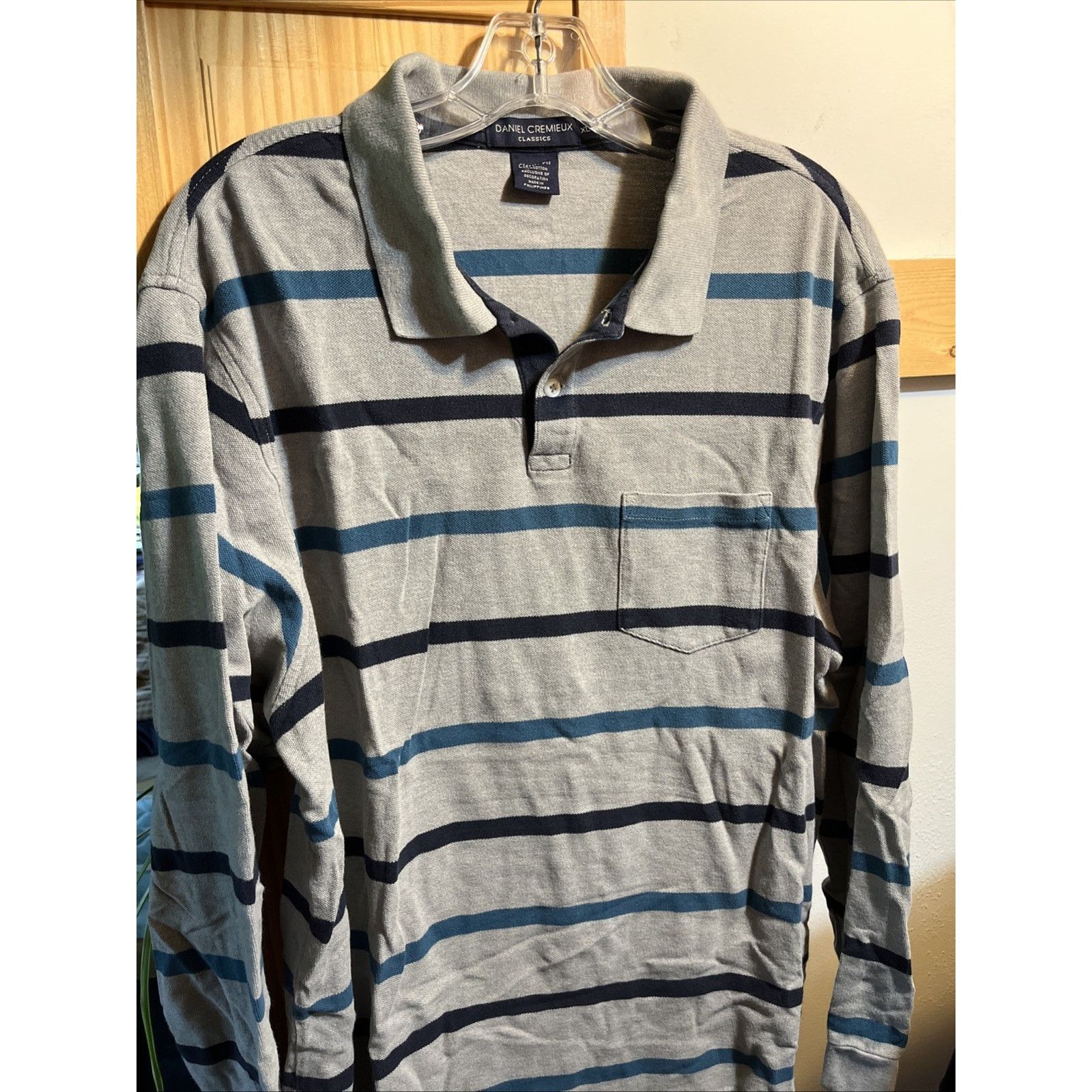 Daniel Cremieux Daniel Cremieux Classic Gray Navy Stripe Rugby Polo Shirt XL Size US XL / EU 56 / 4 - 3 Thumbnail