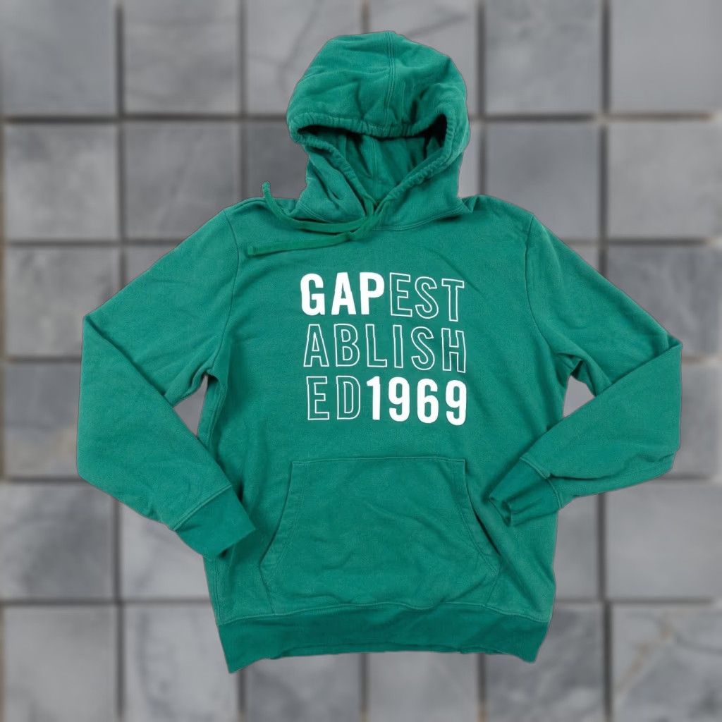 Gap Gap Sweatshirt Men's Medium Green Hoodie Pullover Long Sleeve Adult Sweater Size US M / EU 48-50 / 2 - 1 Thumbnail
