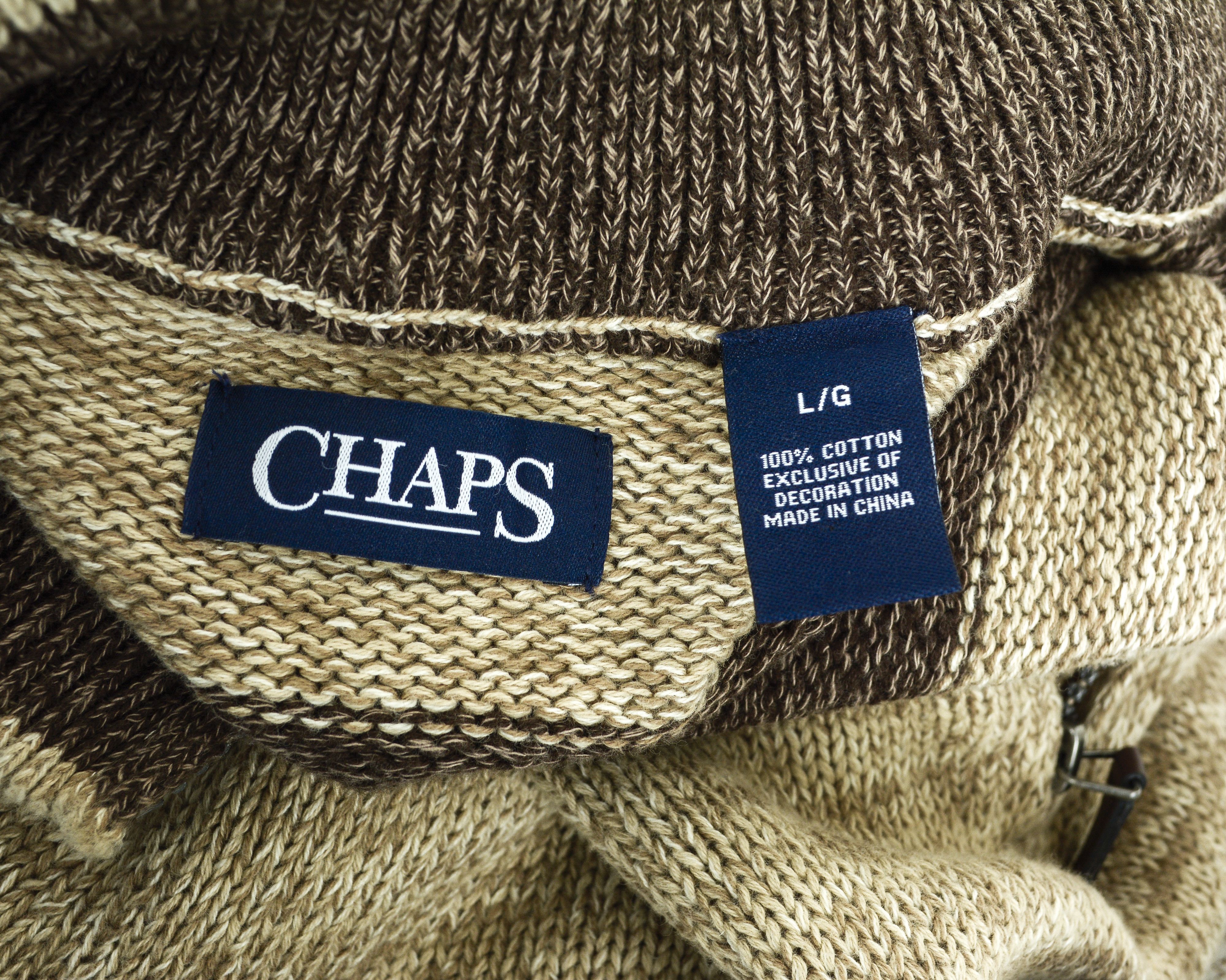 Other CHAPS L Sweater Jumper Striped Pullover Quarter Zip Knit Top Size US L / EU 52-54 / 3 - 5 Thumbnail