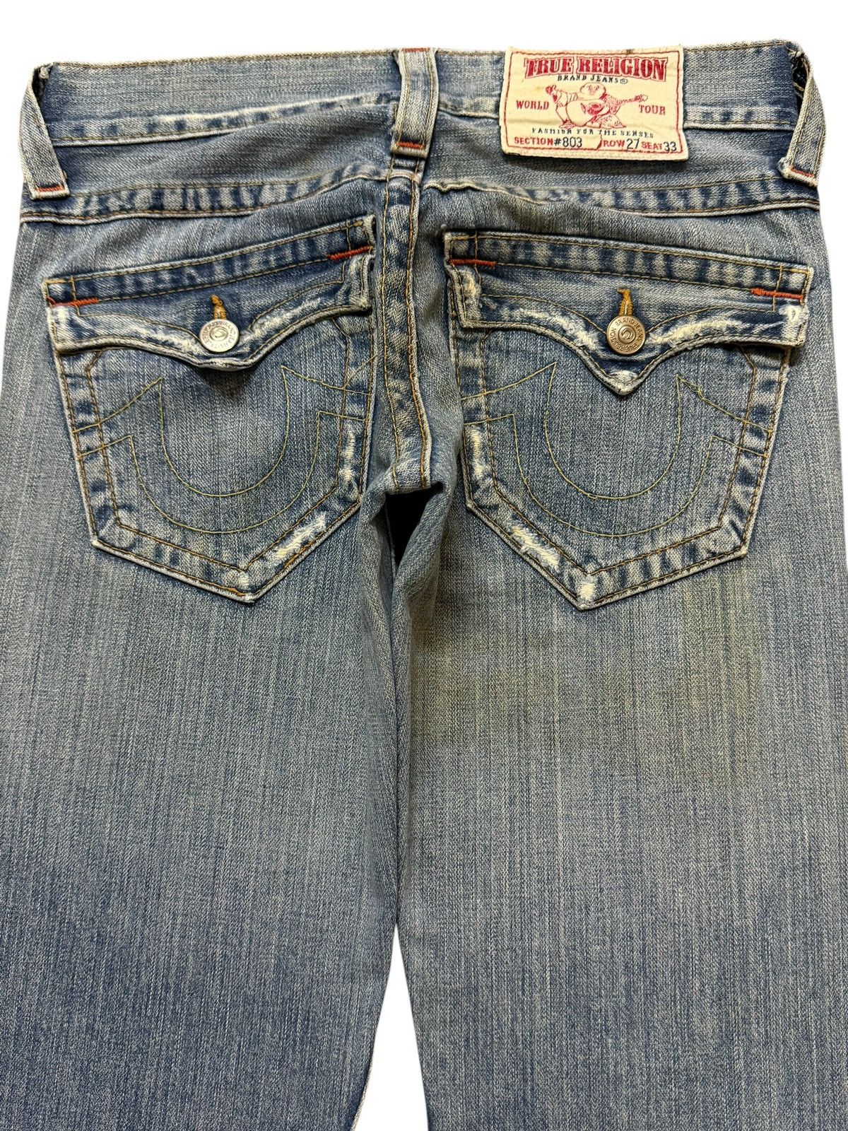 True Religion Vintage 90s True Religion Light Blue Faded Spiral Leg Flared Size US 29 - 4 Thumbnail