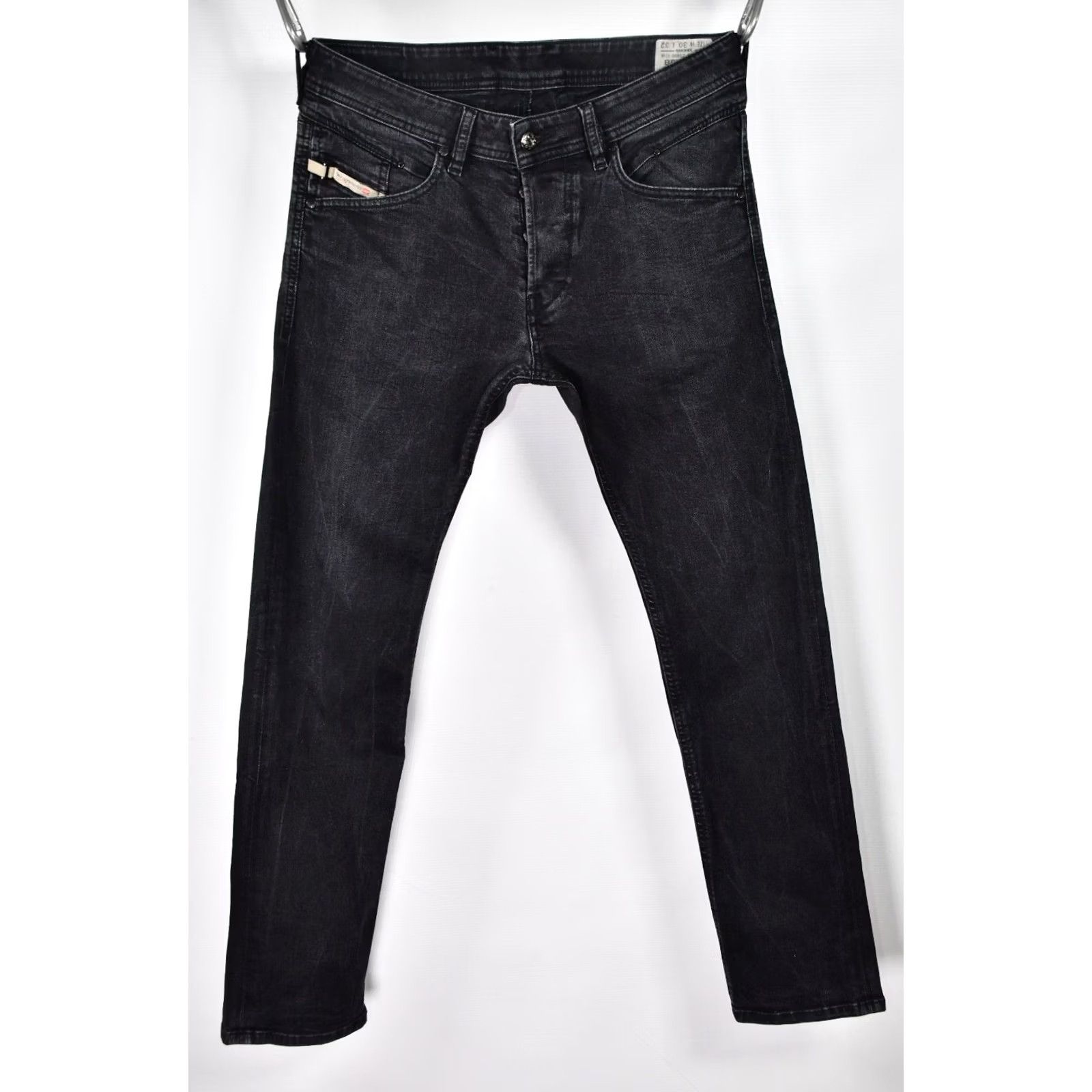 Diesel Diesel Belther 0886Z_Stretch Regular Slim-Tapered Jeans W30/L32 Men Denim Black 98% Cotton 2% Elastane Tapered Slim-DENIM Jeans Mens Size US 30 / EU 46 - 2 Thumbnail