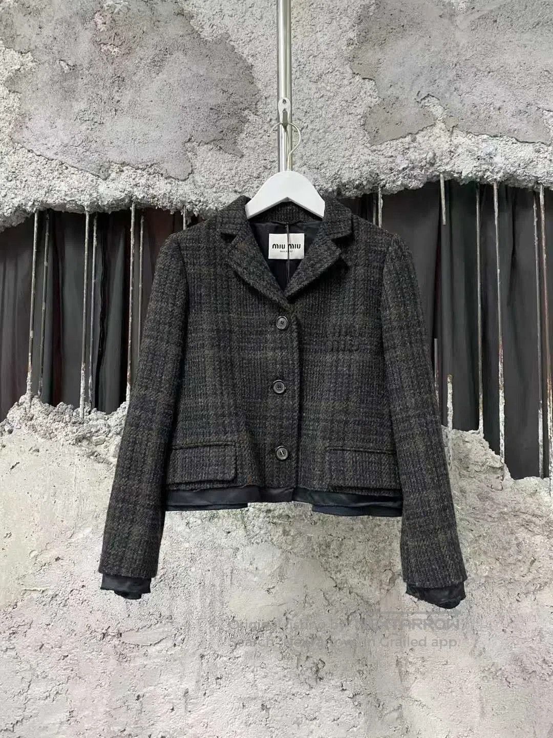 Miu Miu gray plaid Miu Miu blazer jacket. Size S / US 4 / IT 40 - 1 Thumbnail