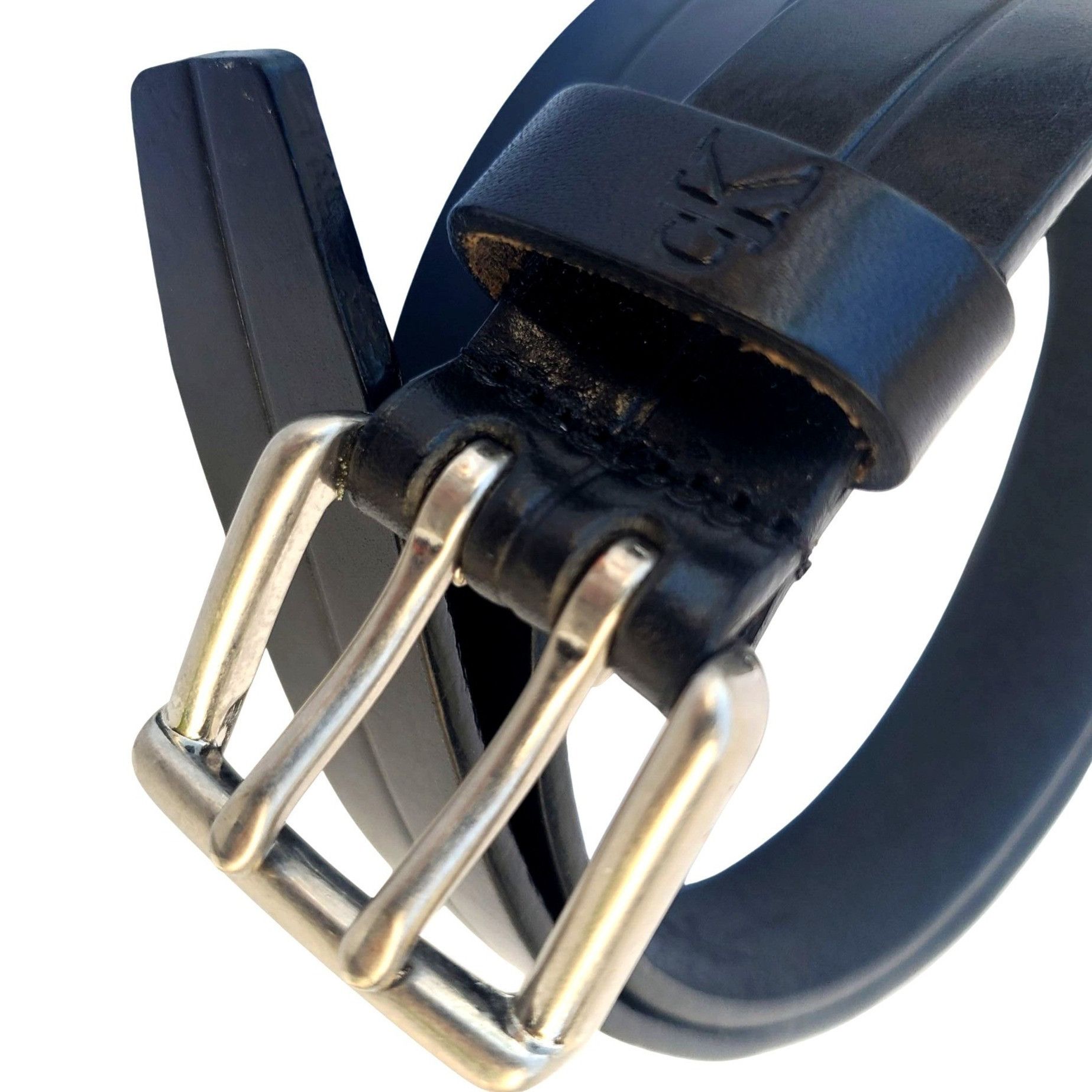 Calvin Klein Calvin Klein Black Leather Belt Double Prong Buckle Men Smal Size ONE SIZE - 6 Thumbnail