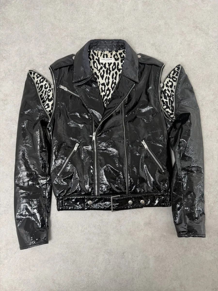 Saint Laurent Paris AW2015 Saint Laurent Black Patent Leather Multi Zip Jacket by Hedi Slimane Size US S / EU 44-46 / 1 - 3 Thumbnail