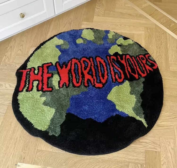 Japanese Brand Custom "Floor Art" Acrylic Tufted Rug – 90x90cm Size ONE SIZE - 5 Thumbnail