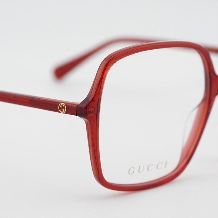 Gucci Gucci GG1003O 011 Eyeglasses Shiny Transparent Red 53mm Size ONE SIZE - 5 Thumbnail