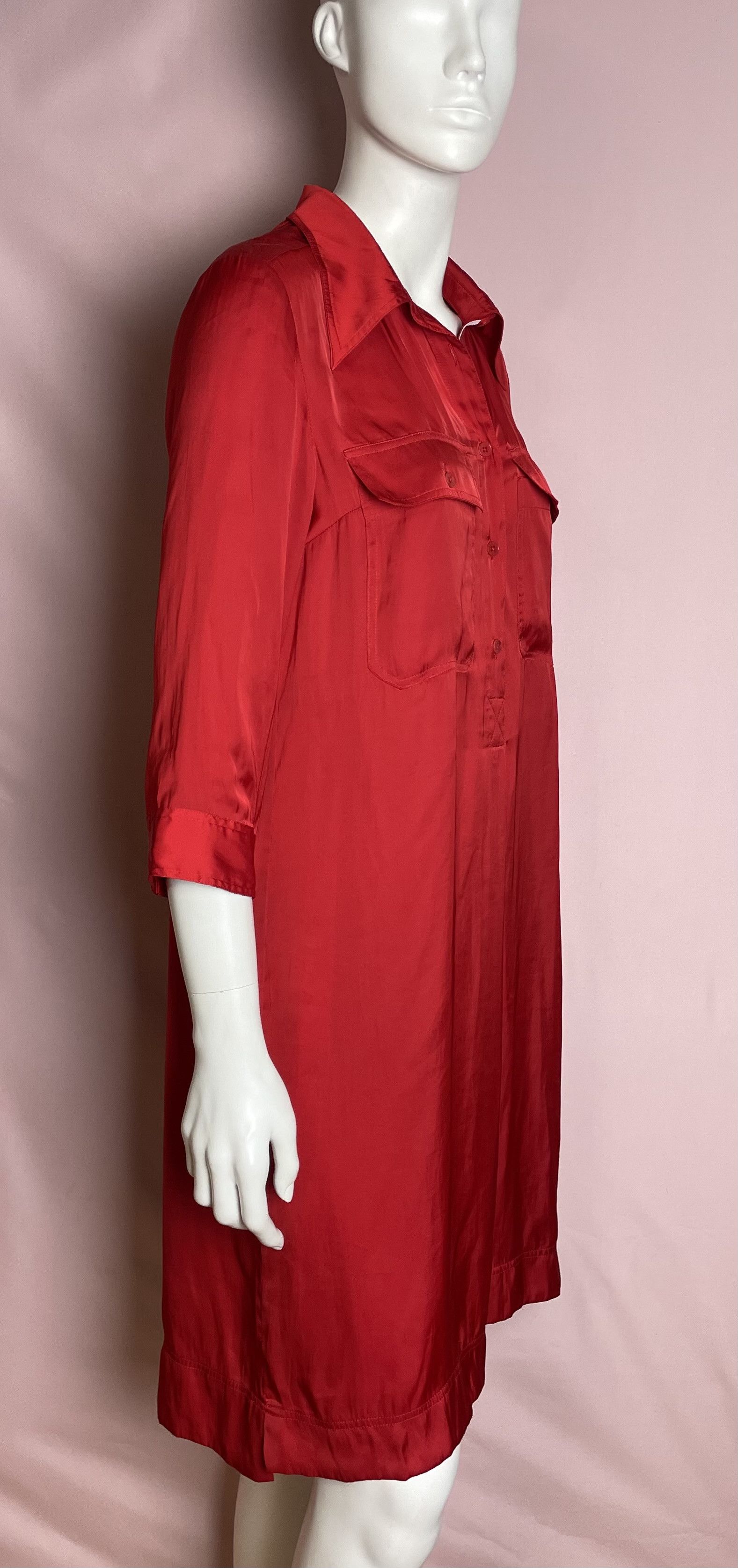 Zadig & Voltaire Zadig & Voltaire Red Satin Midi Dress Size L Size L / US 10 / IT 46 - 4 Thumbnail