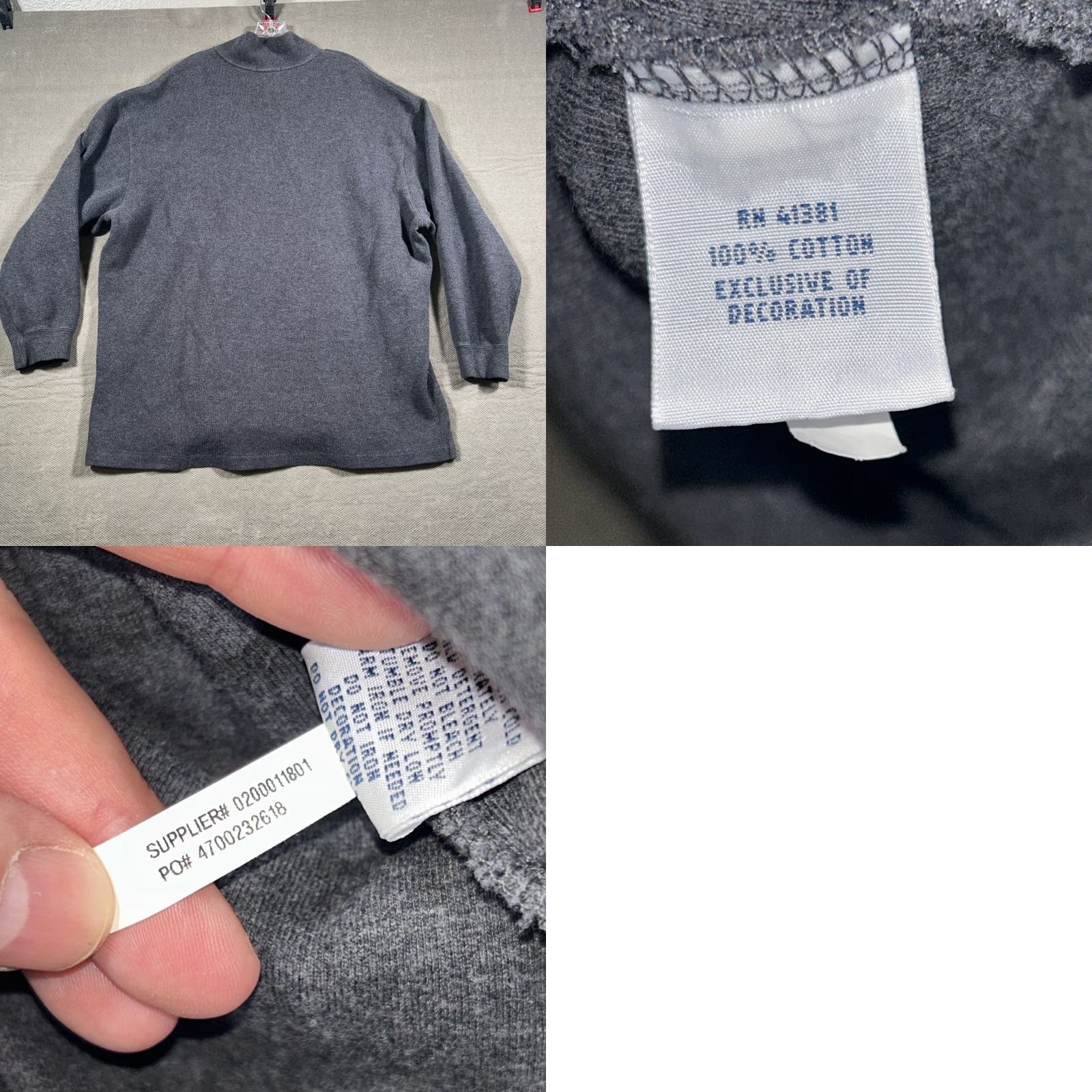 Ralph Lauren Polo Ralph Lauren Pullover Sweater Mens 2XB 1/4 Zip Mock Neck Gray 2X L Big & Tall - Regular Fit, Cotton Knit, Golf Casual Sweatshirt Size US XXL / EU 58 / 5 - 8 Thumbnail