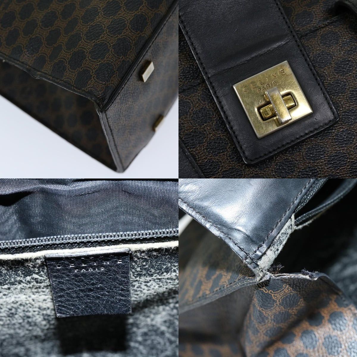 Celine CELINE Macadam Canvas Hand Bag Pvc Black Size ONE SIZE - 11 Thumbnail