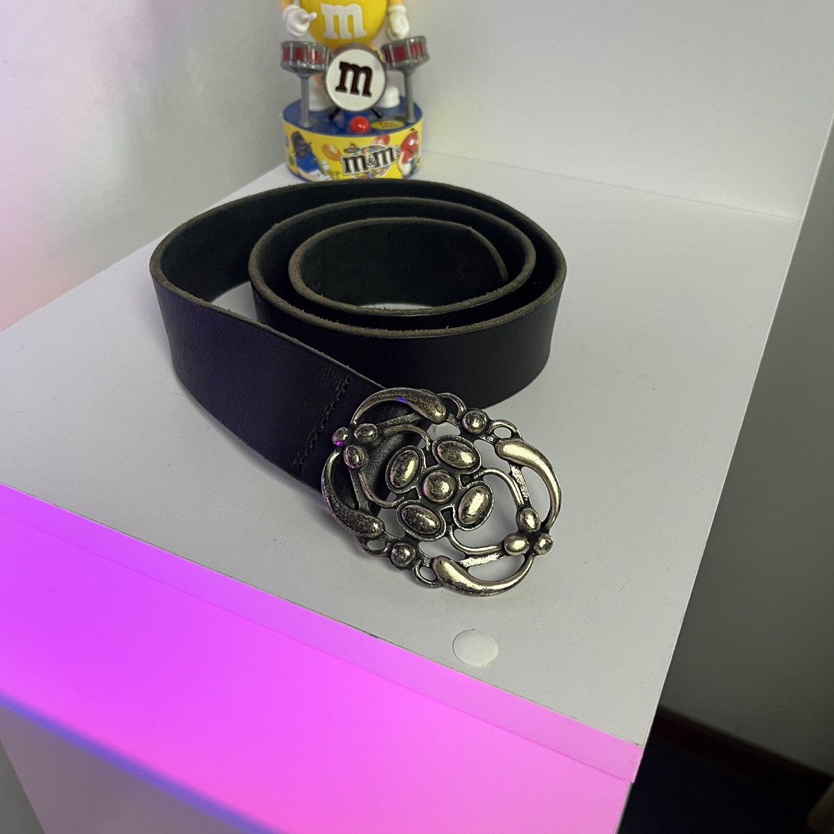 Bogner × Leather VINTAGE Bogner Leather Fire+Ice Black Opium big buckle Belt Size ONE SIZE - 1 Thumbnail