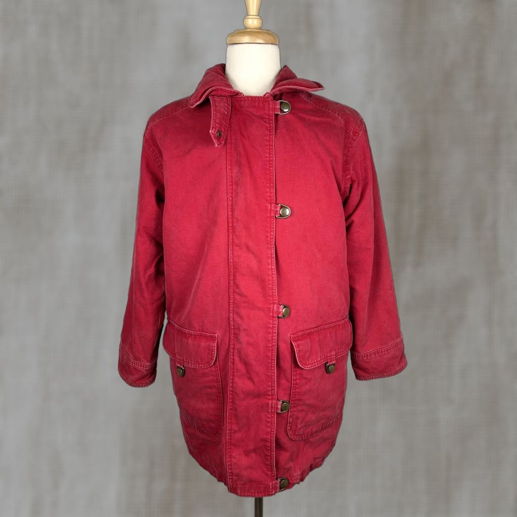 Eddie Bauer VINTAGE Eddie Bauer Coat Parka Women’s Medium Red Down Lined 90s Canvas Nylon Full Zip Pockets Collar Casual Travel Size M / US 6-8 / IT 42-44 - 1 Thumbnail