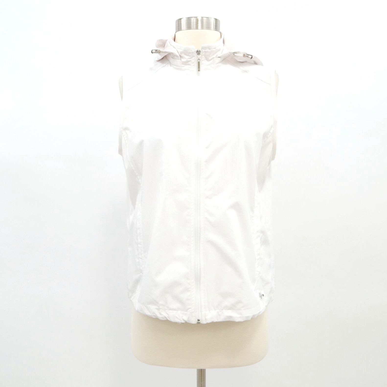 image of Vintage Courreges Paris Vest Jacket Full Zip Sleeveless Womens Us4/6 F38 White Hooded (Size Small)