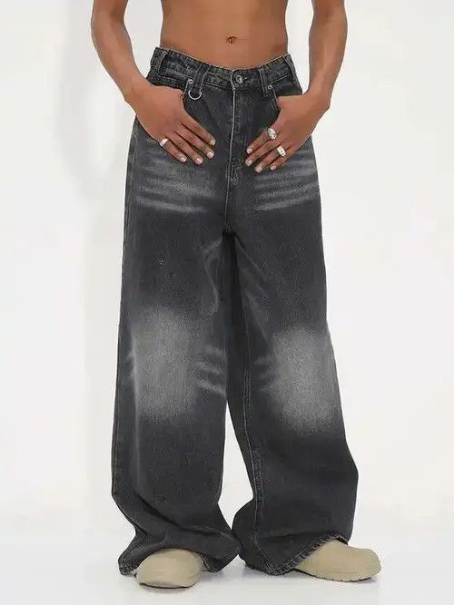 Japanese Brand Y2K Washed Black Retro Straight Wide-leg Jean Size US 29 - 3 Thumbnail