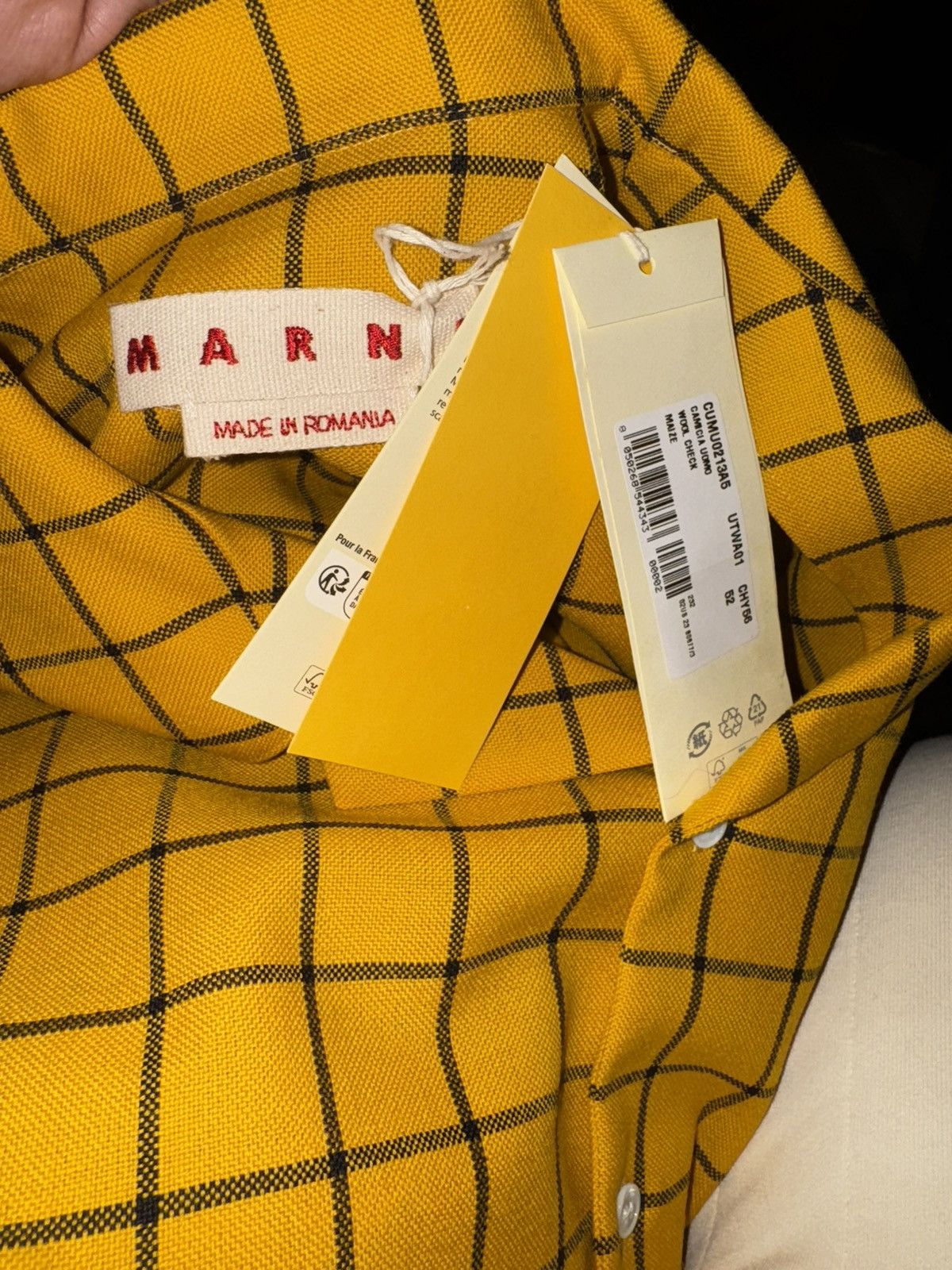 Marni Marni shirt checked maize wool cotton yellow/black XL/IT 52 Size US L / EU 52-54 / 3 - 4 Thumbnail