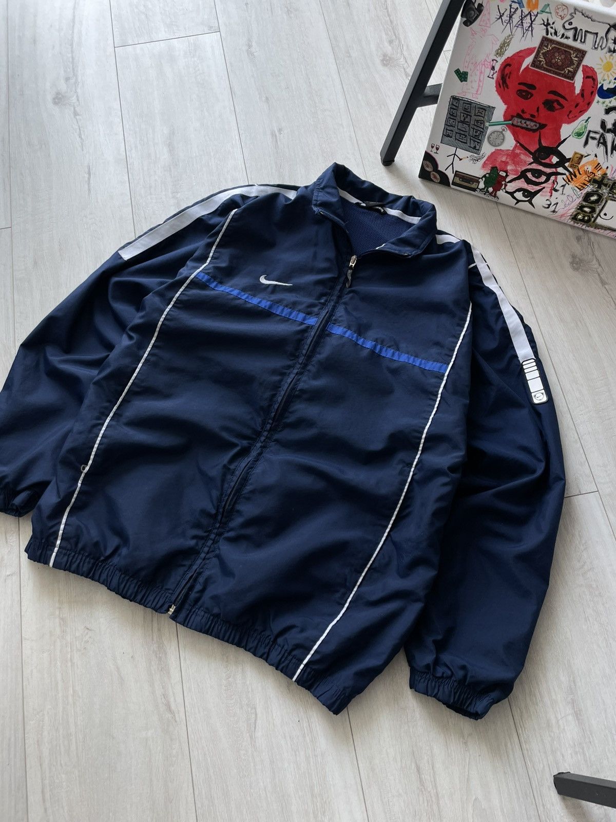 Nike Vintage Y2K Nike 00’s Track Jacket Nylon Blue Swoosh RARE Size US L / EU 52-54 / 3 - 2 Thumbnail
