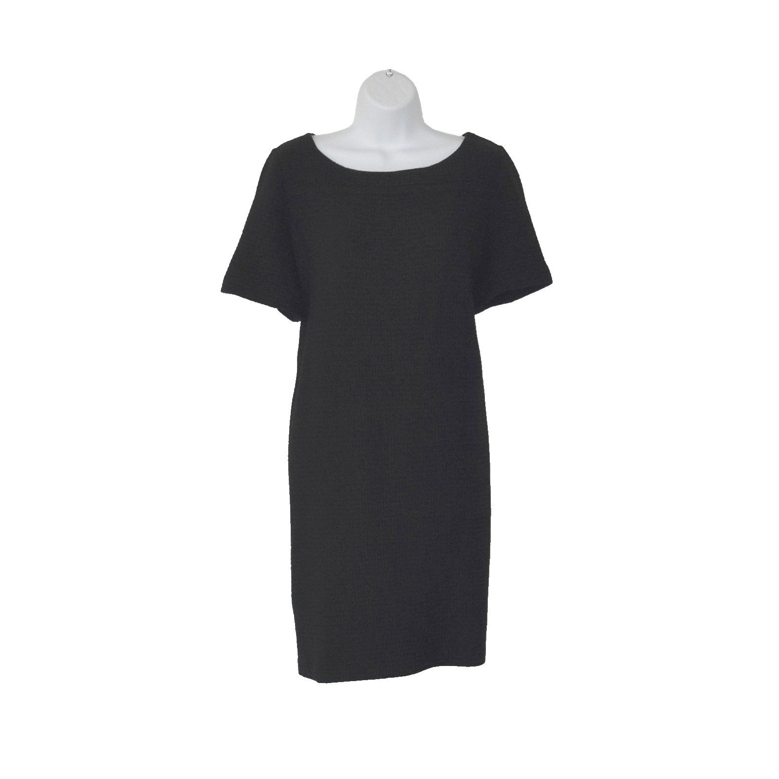Eileen Fisher EILEEN FISHER Black Tencel Blend Waffle Fabric Shift Dress L Size L / US 10 / IT 46 - 1 Thumbnail