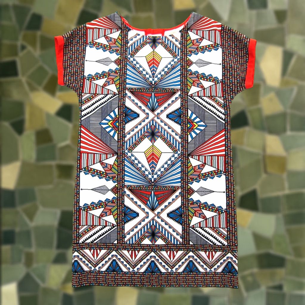 Vintage Gibson Latimer Red Geometric Stretch Midi Shift Dress M Size M / US 6-8 / IT 42-44 - 1 Thumbnail