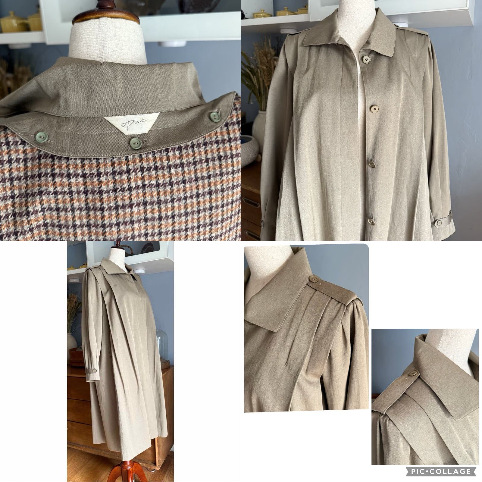 Vintage VINTAGE 80s Pleated Swing Trench Coat Khaki Brown with Removable Liner S/M Coat Women Size S / US 4 / IT 40 - 8 Thumbnail