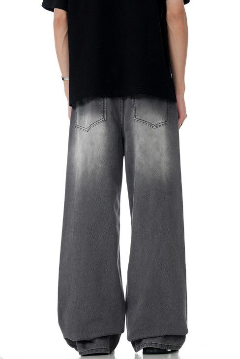 Jean Men's distressed washed straight loose wide-leg jeans Size US 32 / EU 48 - 4 Thumbnail