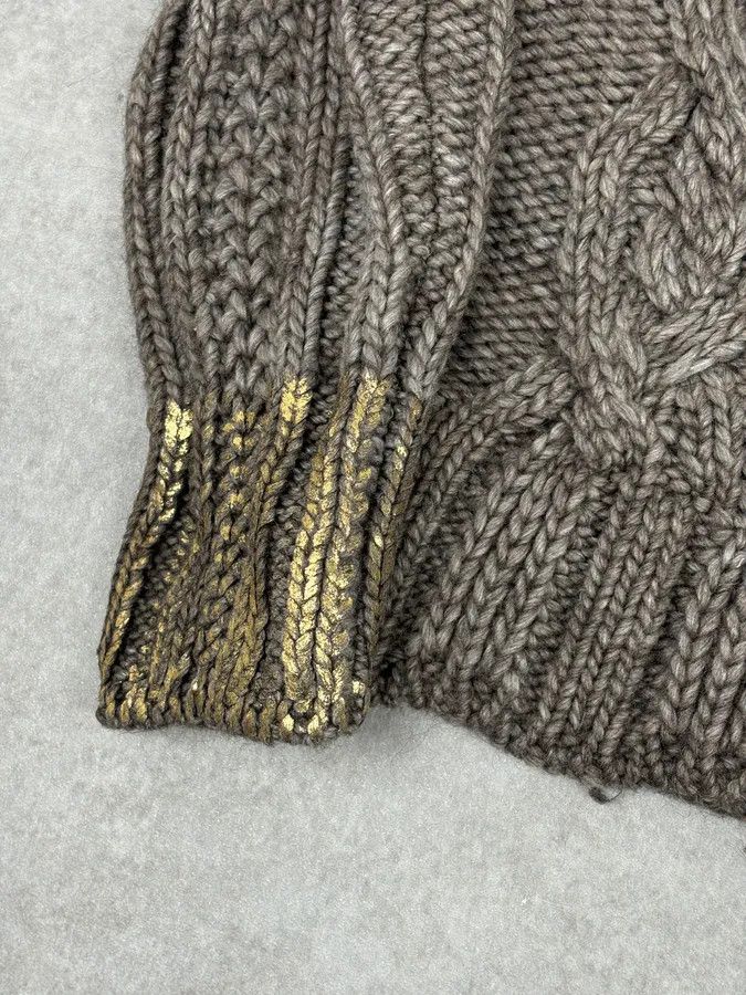 Roberto Cavalli AW2007 Cavalli Grey Wool Cable Knit Logo Buttoned Sweater Size US M / EU 48-50 / 2 - 8 Thumbnail