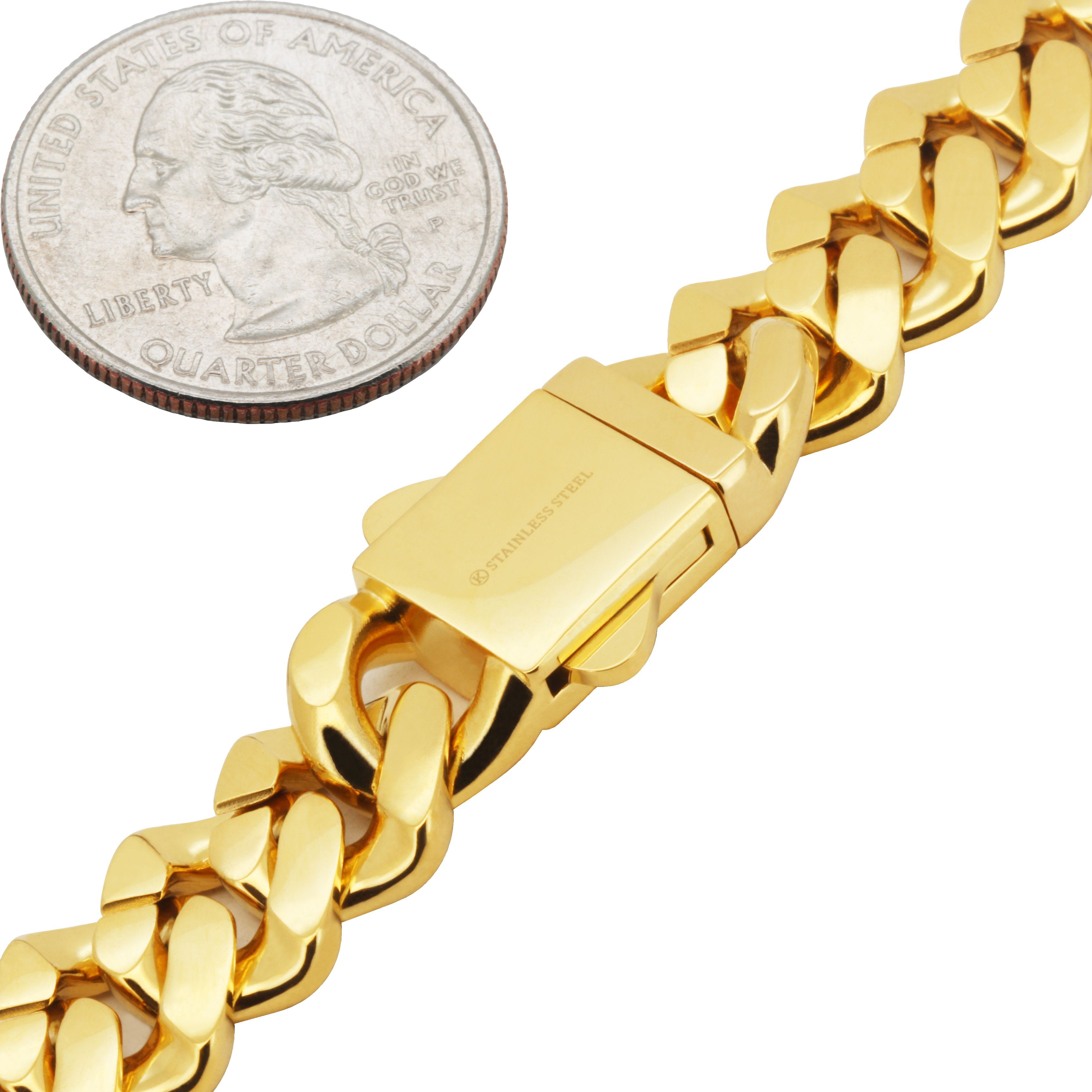 Other 316L SS 18k GP AAA CZ 13mm Cuban Link Chain Necklace 22” Size ONE SIZE - 3 Thumbnail