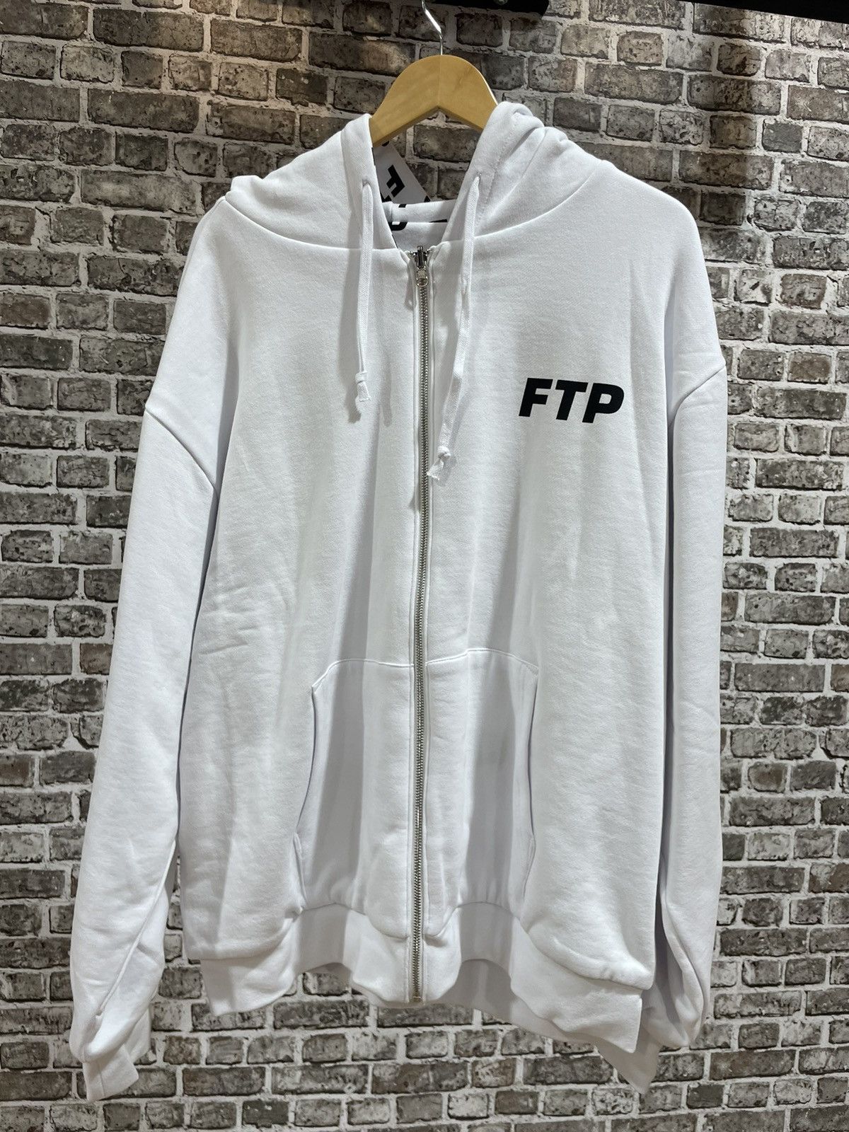image of Fuck The Population Ftp Reversible Logo Hoodie White, Men's (Size XL)