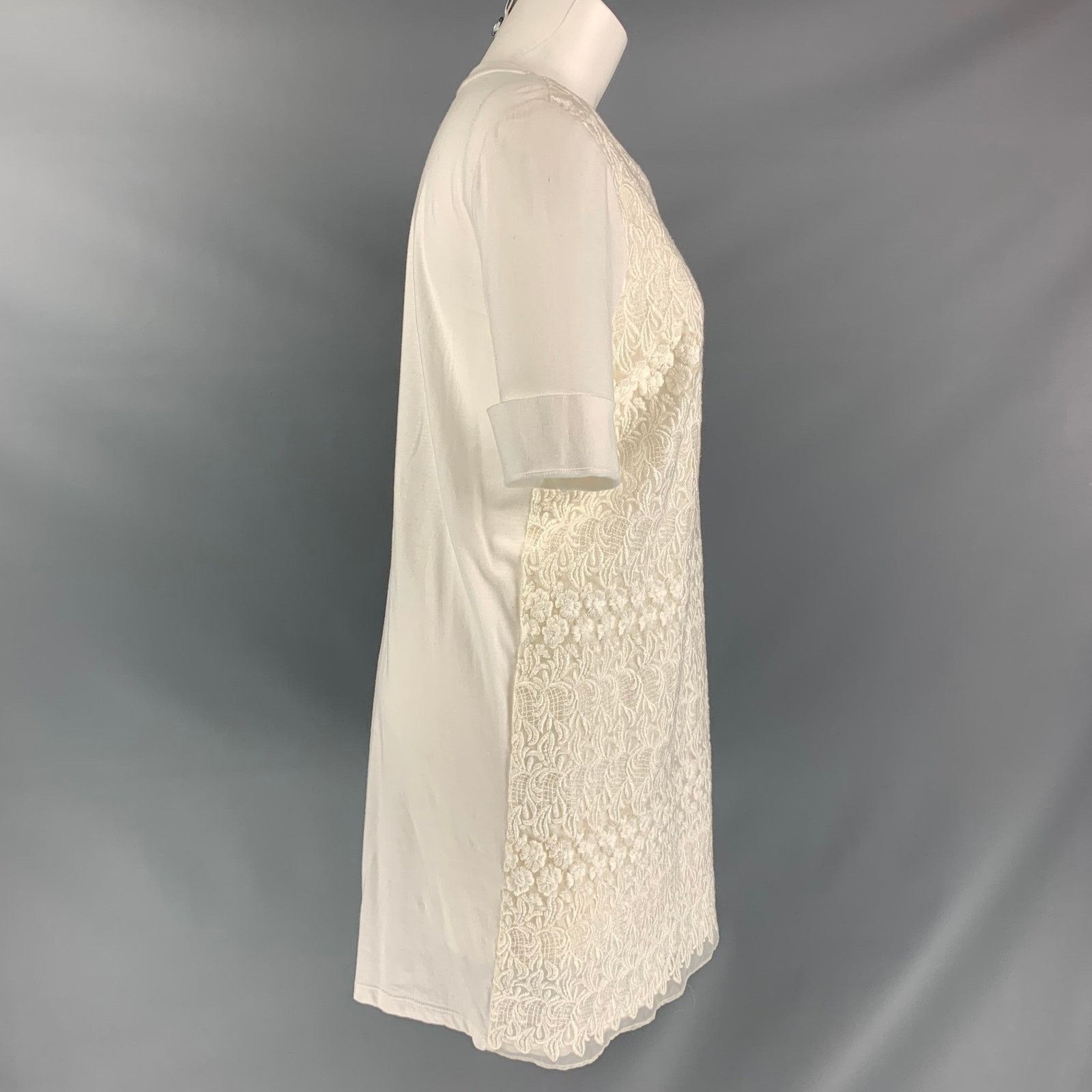 Giambattista Valli GIAMBATTISTA VALLI White Cotton Short Sleeve T-shirt Dress Size M / US 6-8 / IT 42-44 - 2 Thumbnail